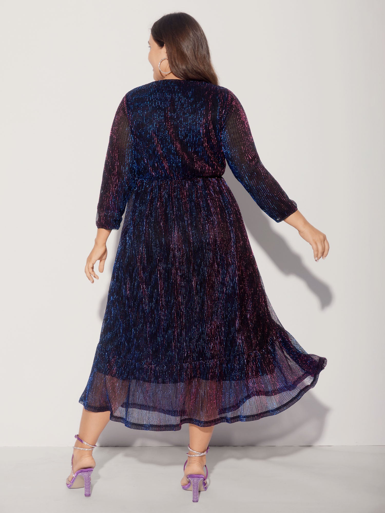 Luxe Mesh Pleated Elastic Waist Wrap Dress-Sweetccc