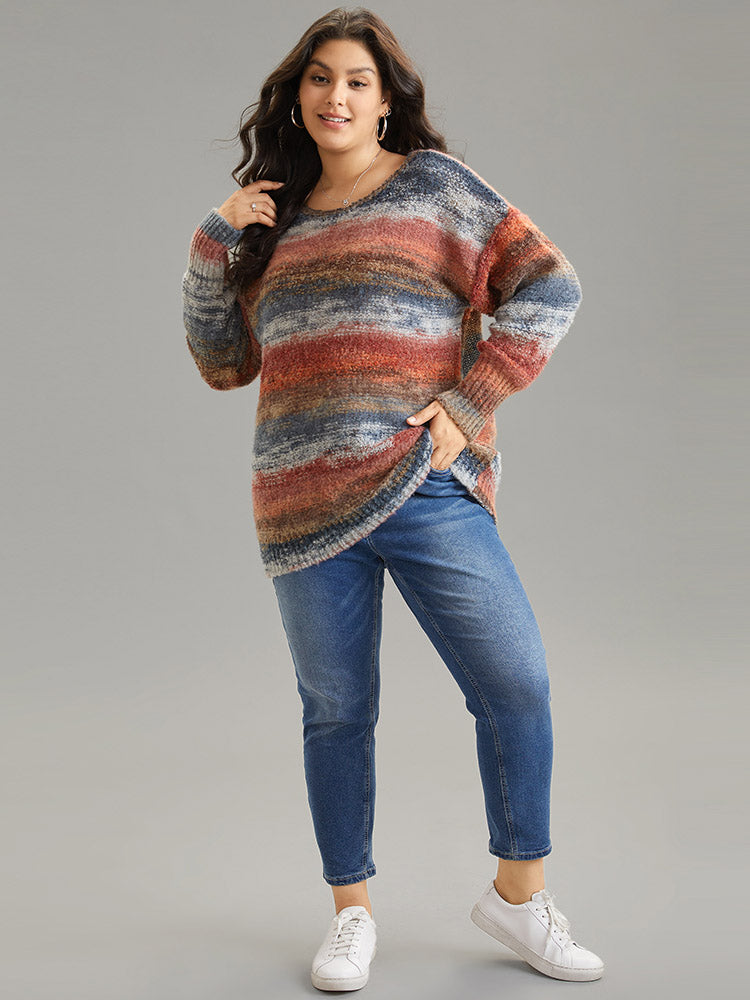 Heather Colorblock Contrast Drop Shoulder Pullover-Sweetccc