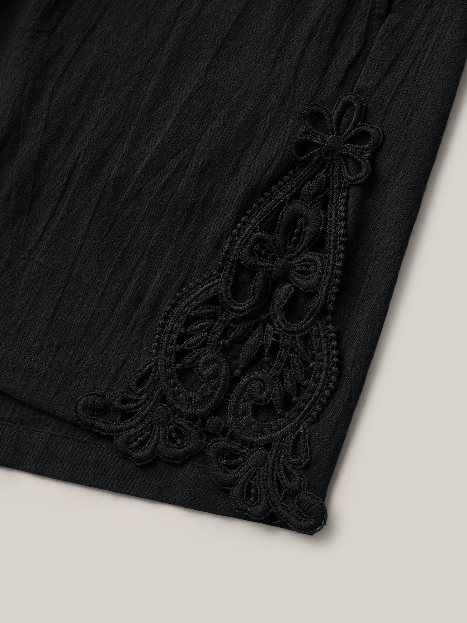 Lace Trim Waist Drawstring Shorts-Sweetccc