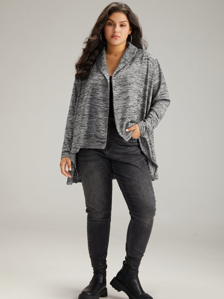 Supersoft Essentials Solid Heather Asymmetrical Hem Kimono-Sweetccc