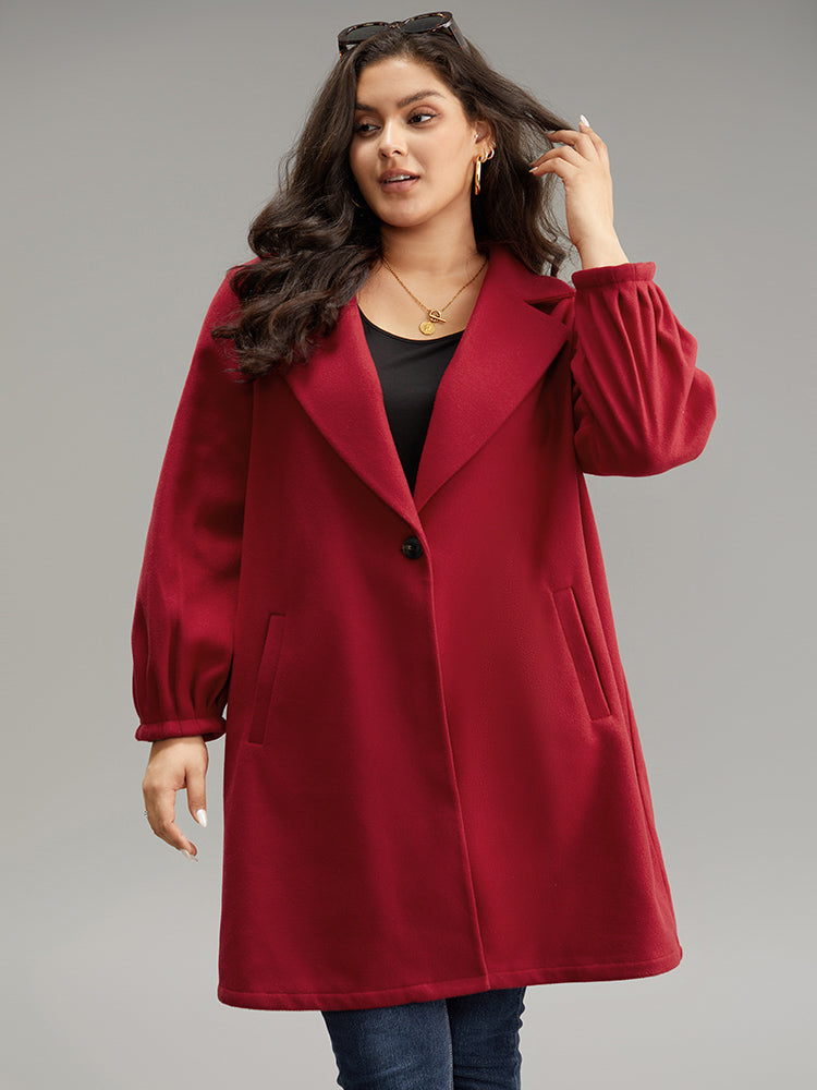 Lapel Collar Pocket Button Up Coat-Sweetccc