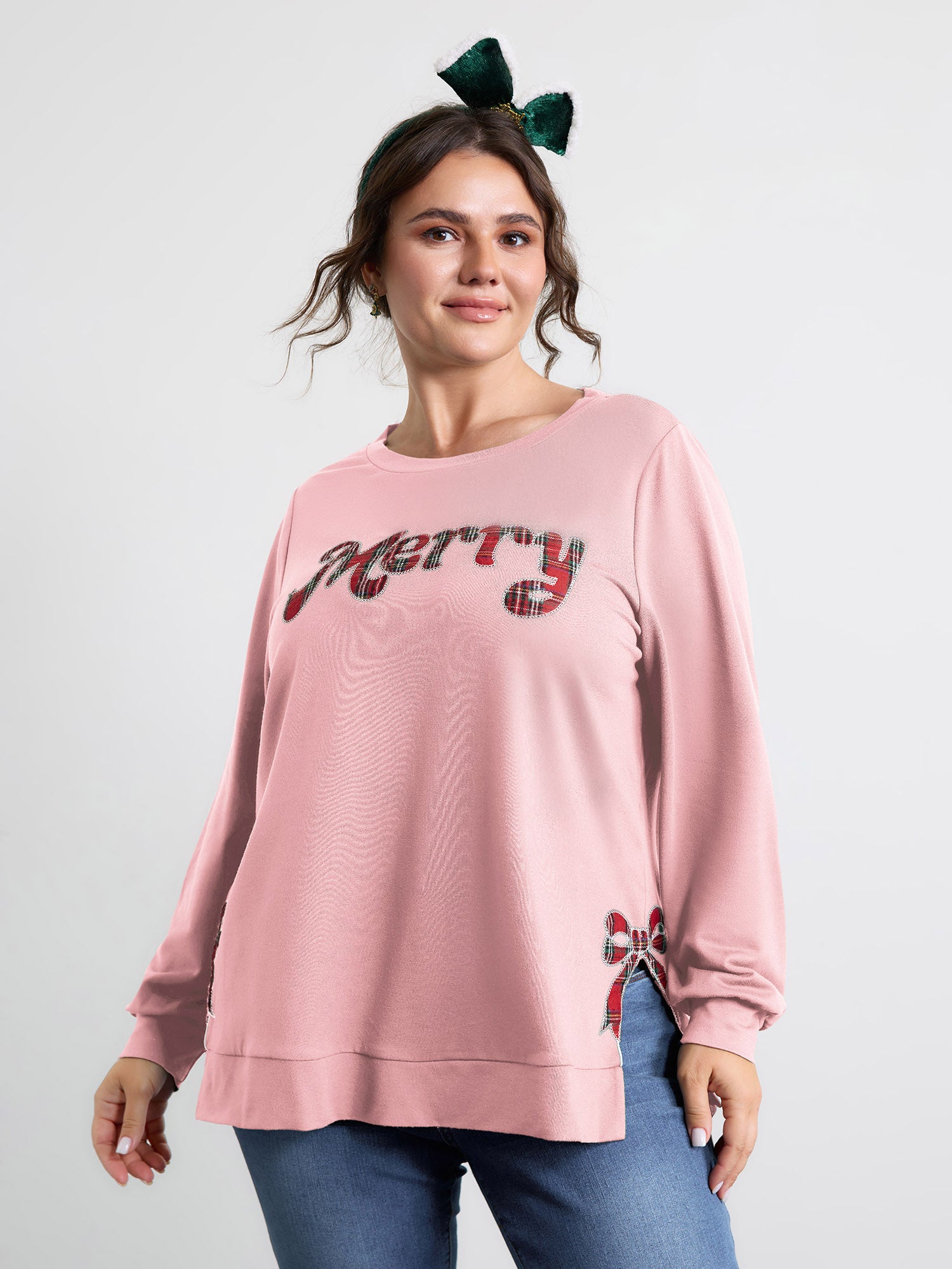 Merry Applique Embroidery Sweatshirt-Sweetccc