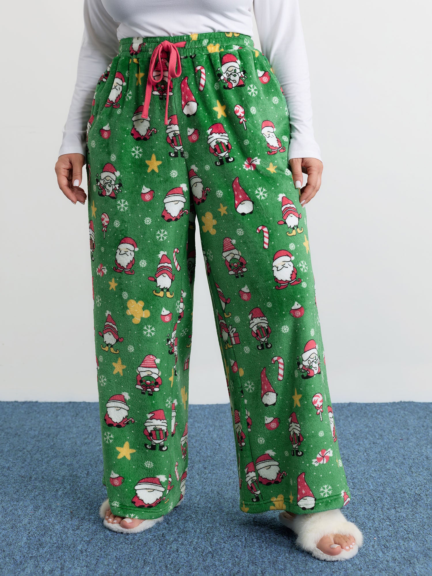 Holiday Pattern Drawstring Loungewear Bottoms-Sweetccc