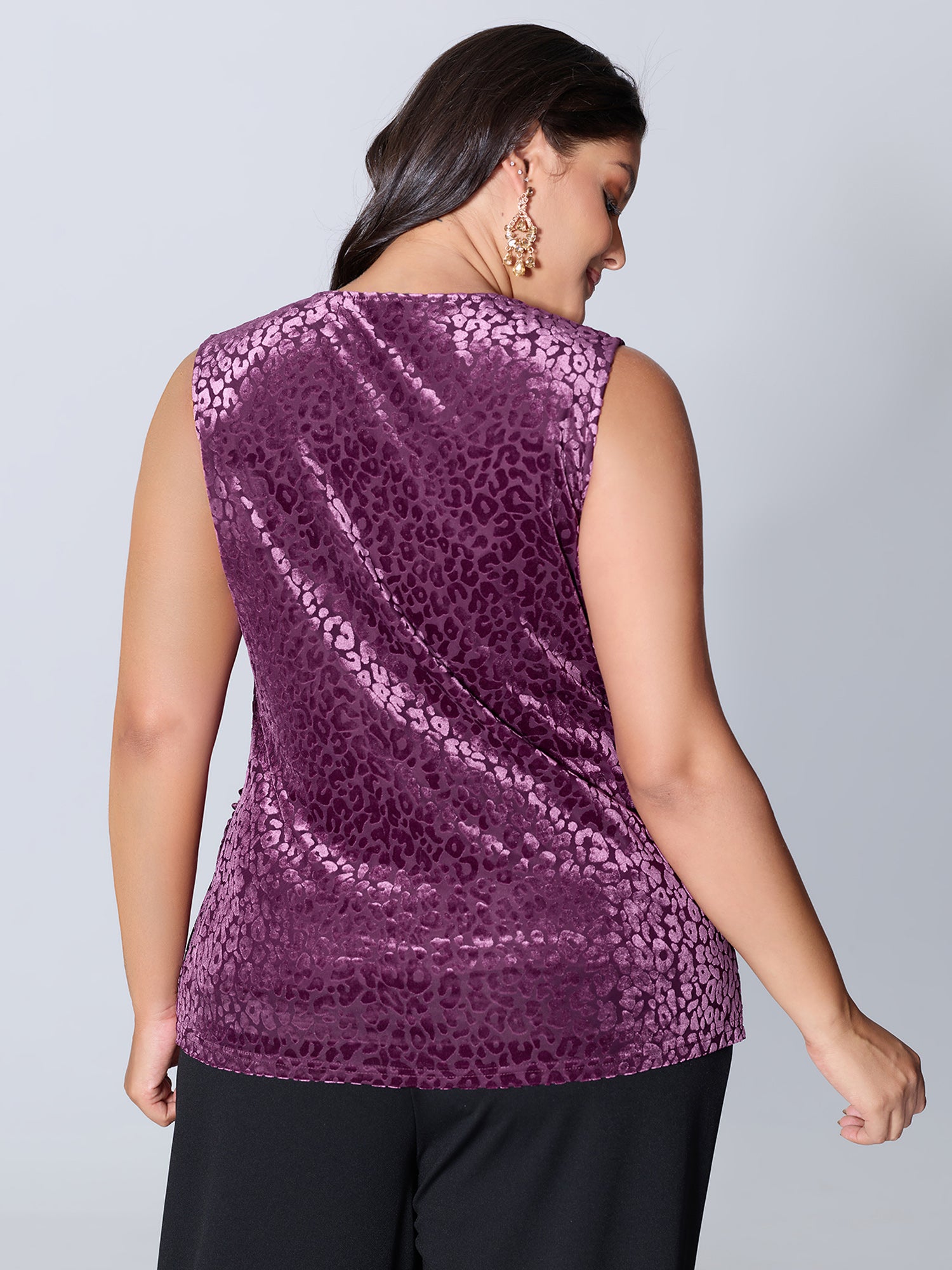 Velvet Stretchy Drape Flocked Tank Top-Sweetccc