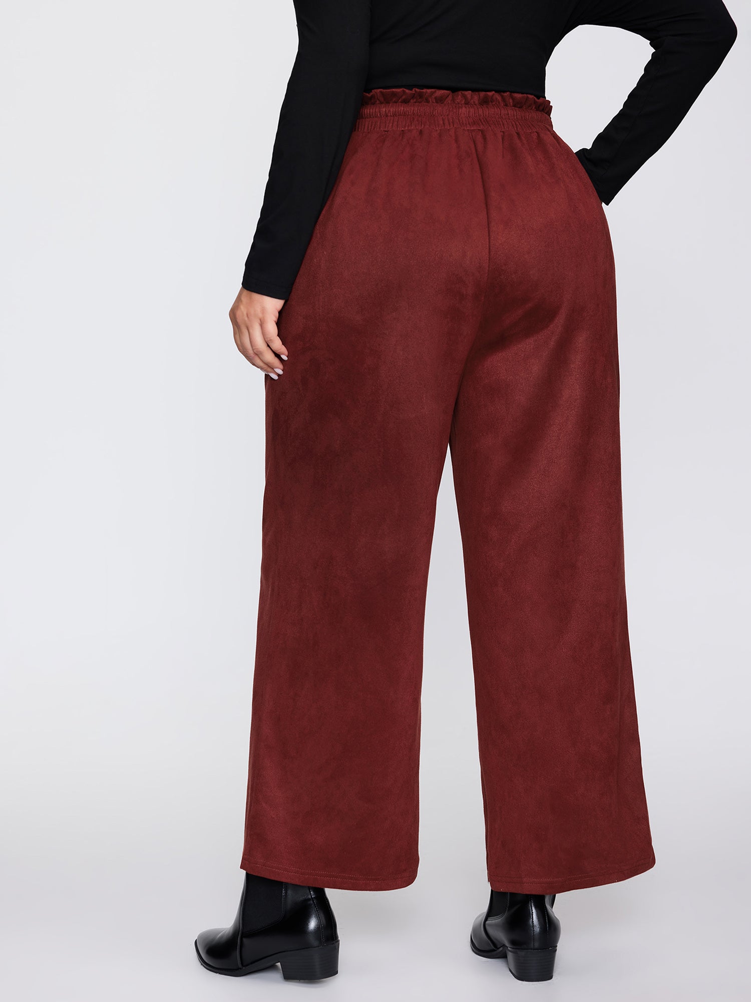 Velvet Pockets Drawstring Waist Pants-Sweetccc