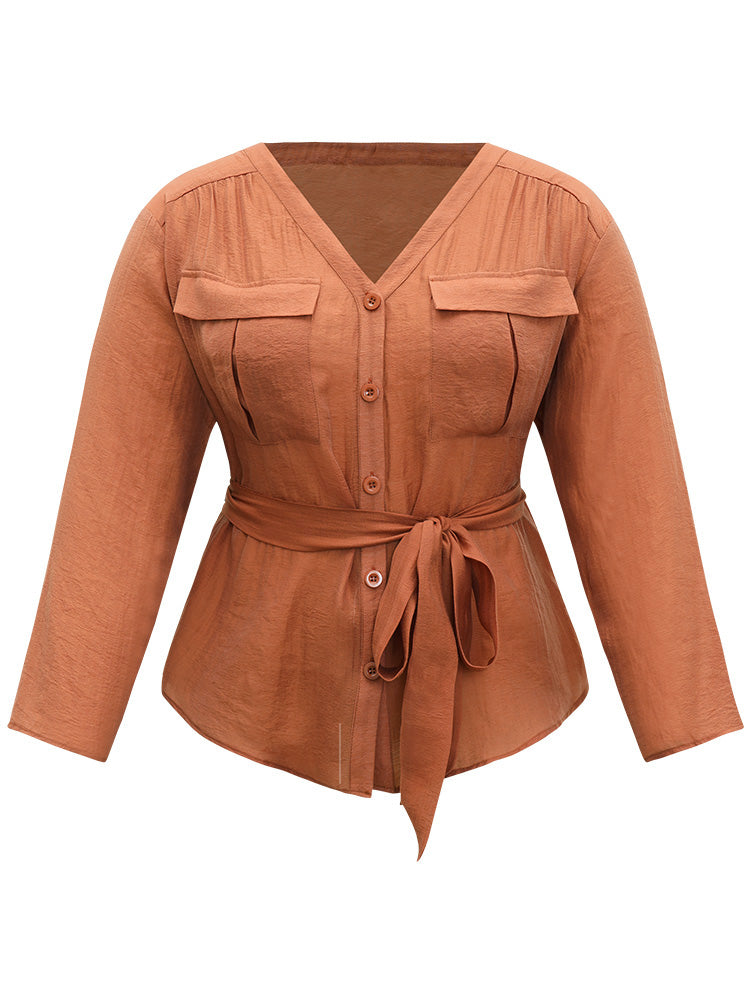 Halloween Plain Belted Pocket Button Up Gathered Coat-Sweetccc