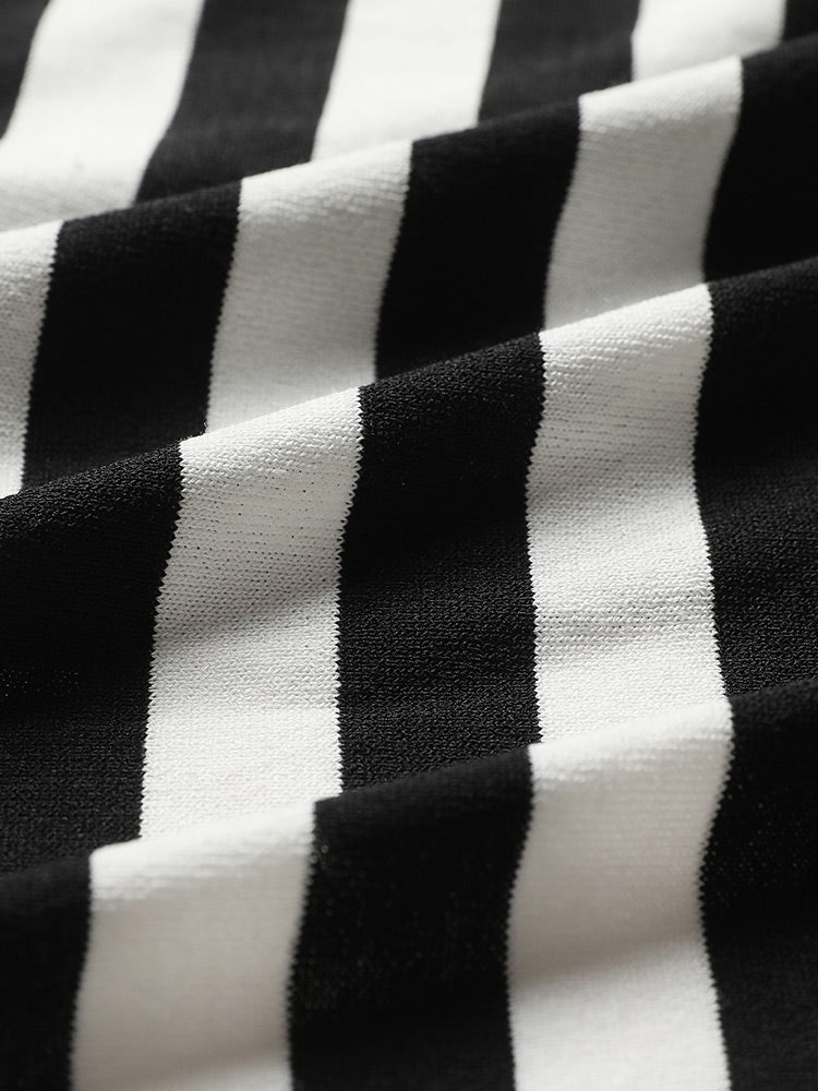 Striped Open Front Drop Shoulder Tunic Cardigan-Sweetccc