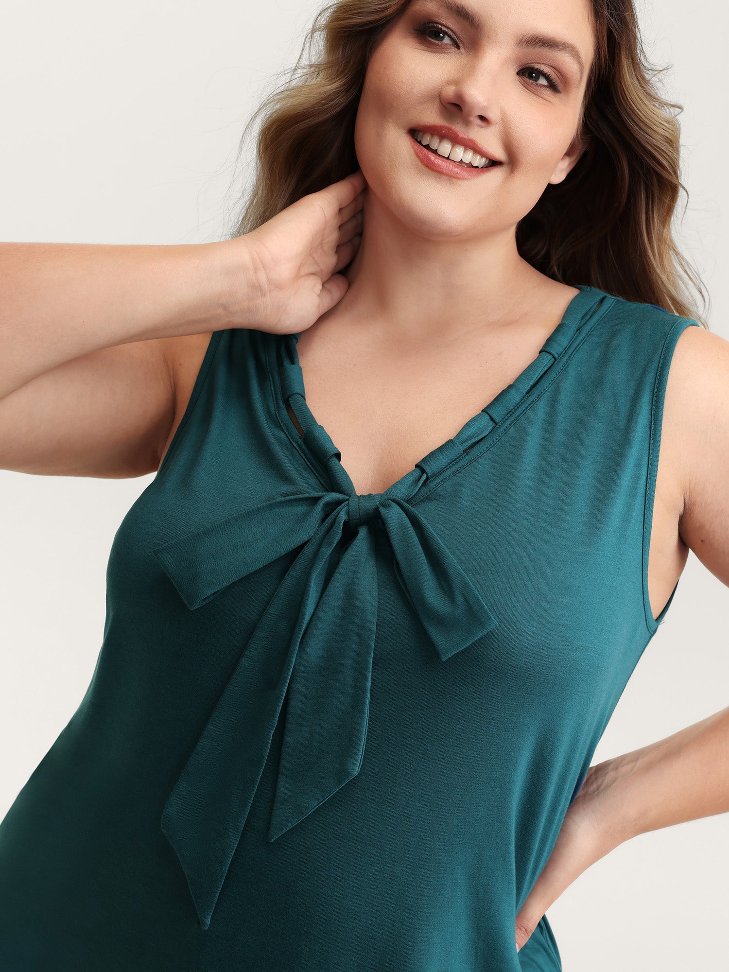 Supersoft Stretchy Bowknot Neckline Tank Top-Sweetccc