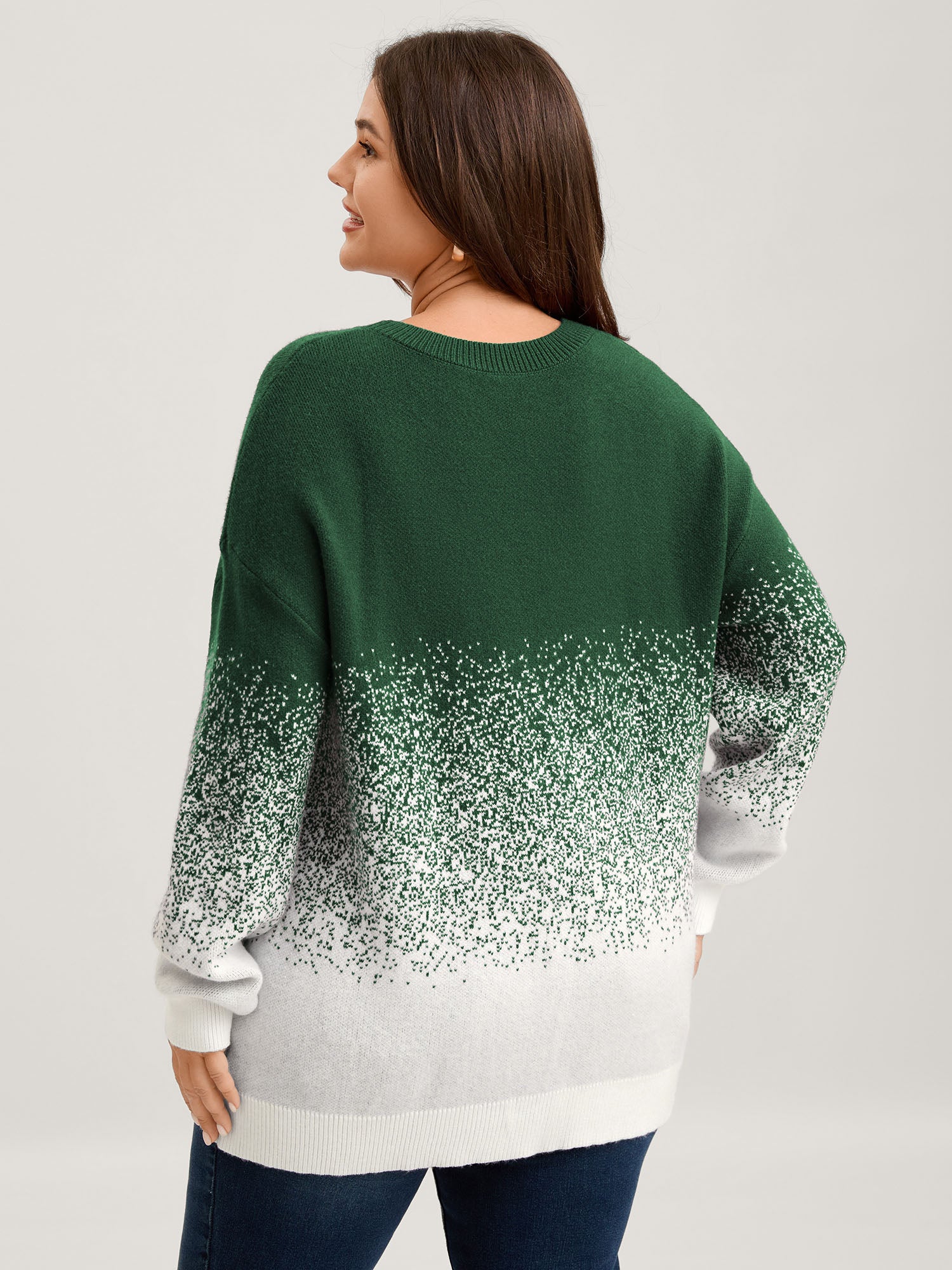Jacquard Color Blend Ribbed Hem Pullover-Sweetccc