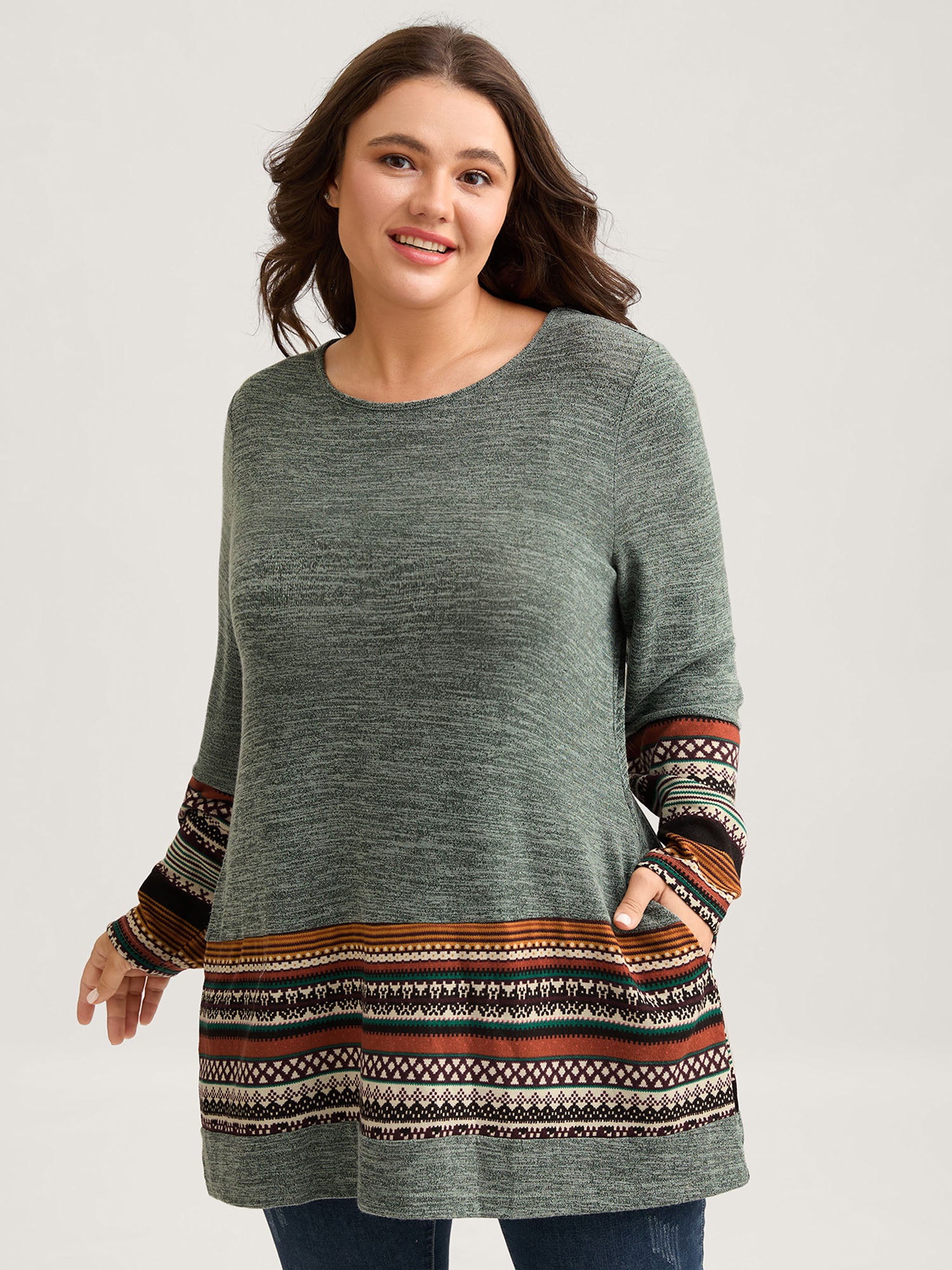 Tunic Boho Print Pocket T-shirt-Sweetccc