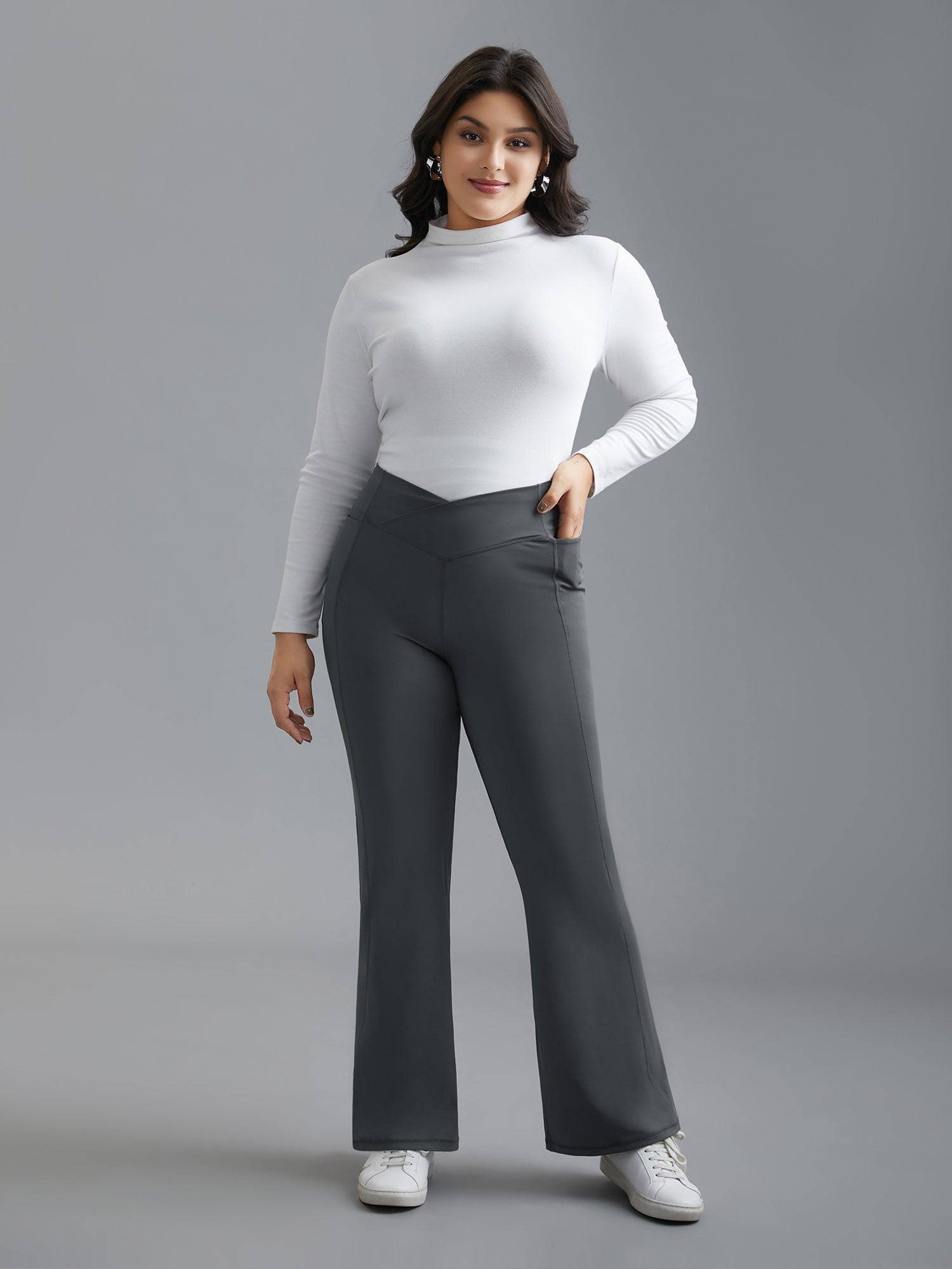 V-Shaped Pocket Bootcut Leggings-Sweetccc