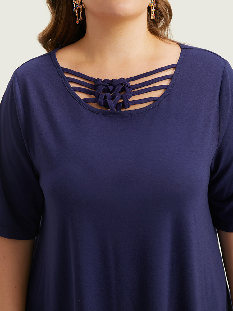 Halloween Plain Crisscross Knot Hanky Hem T-shirt-Sweetccc