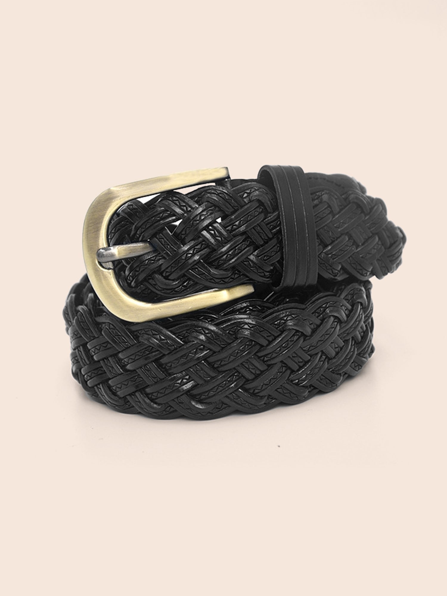 Solid Pin Buckle Woven Belt-Sweetccc
