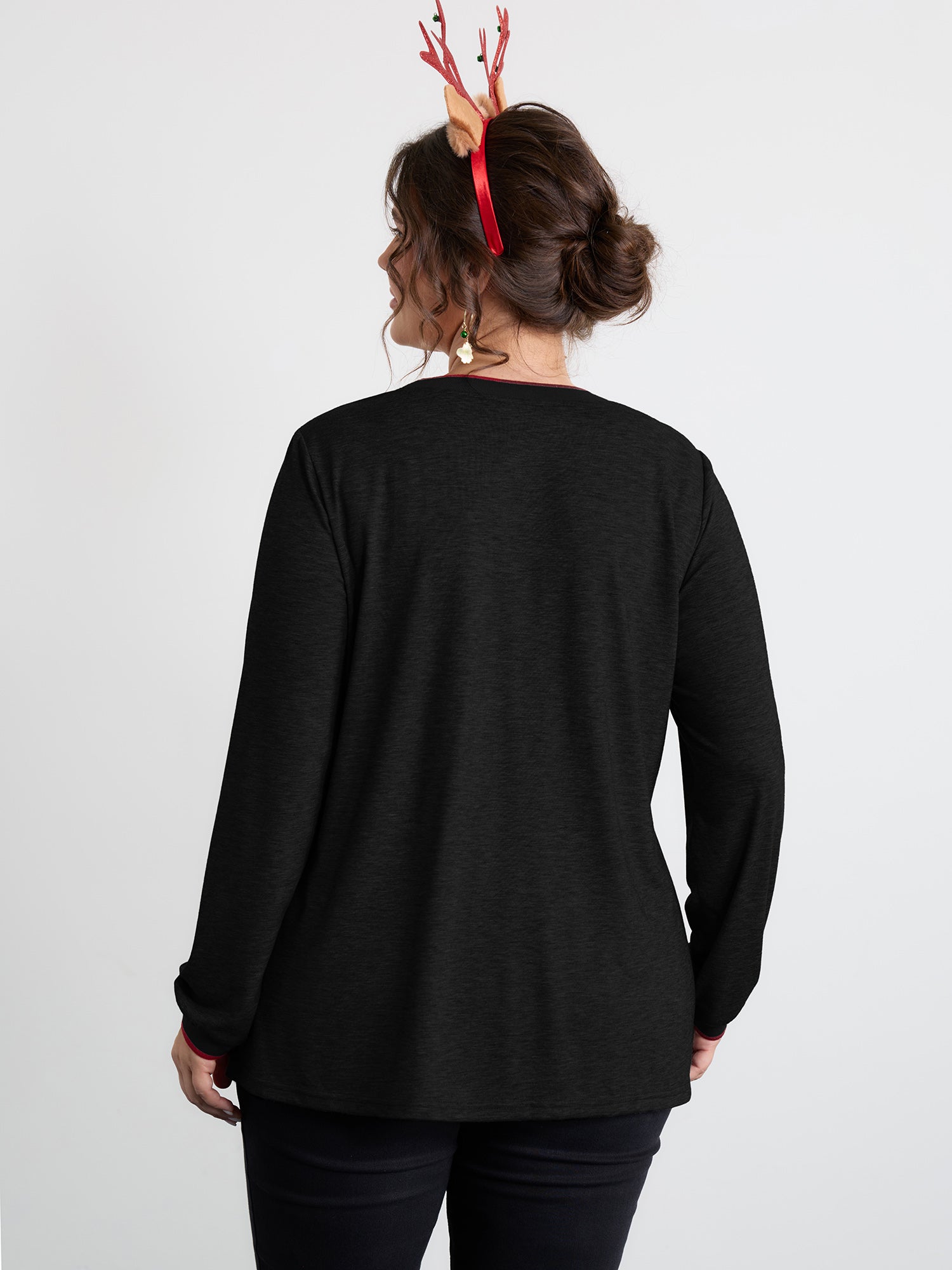 Supersoft Puppy Embroidery Contrast T-Shirt-Sweetccc