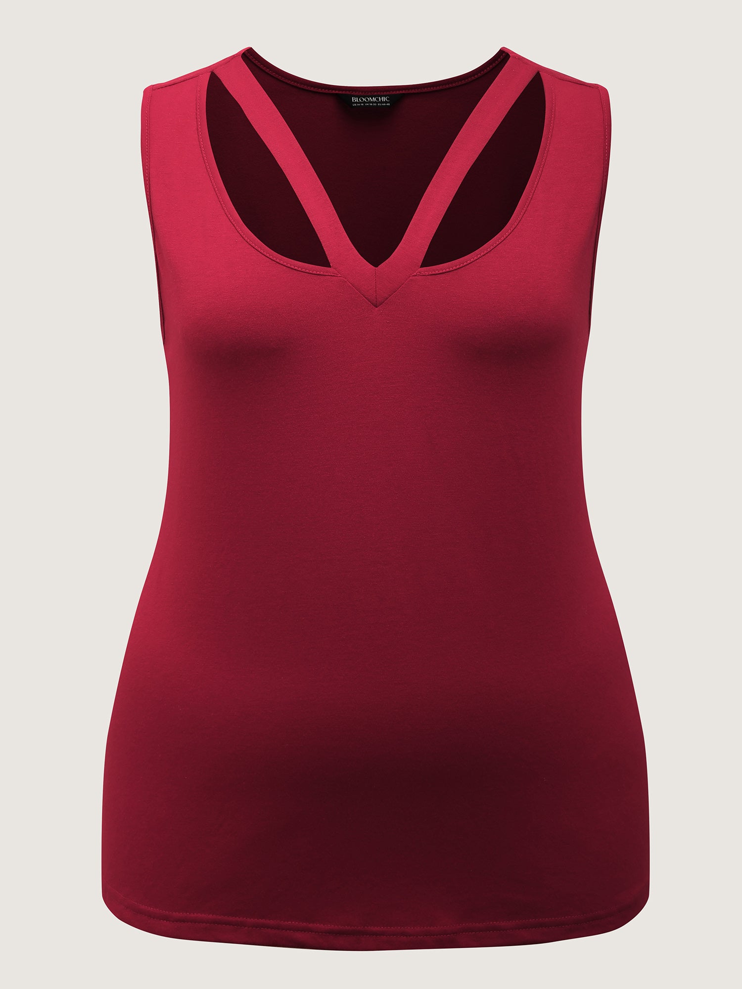 Supersoft Stretchy Cut-Out V-Neck Tank Top-Sweetccc