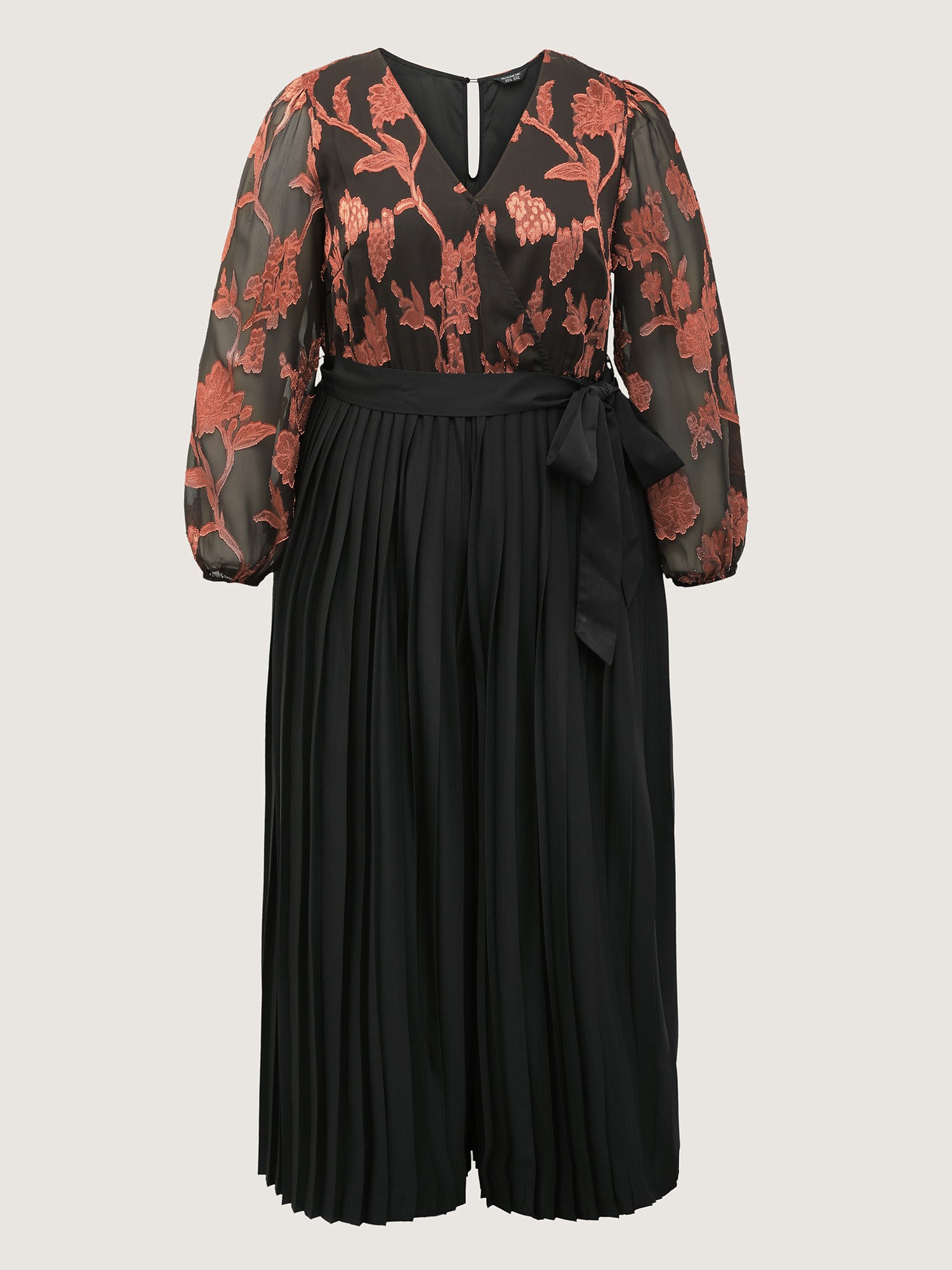 Floral Cut-Out Pleated Belted Jumpsuit-Sweetccc