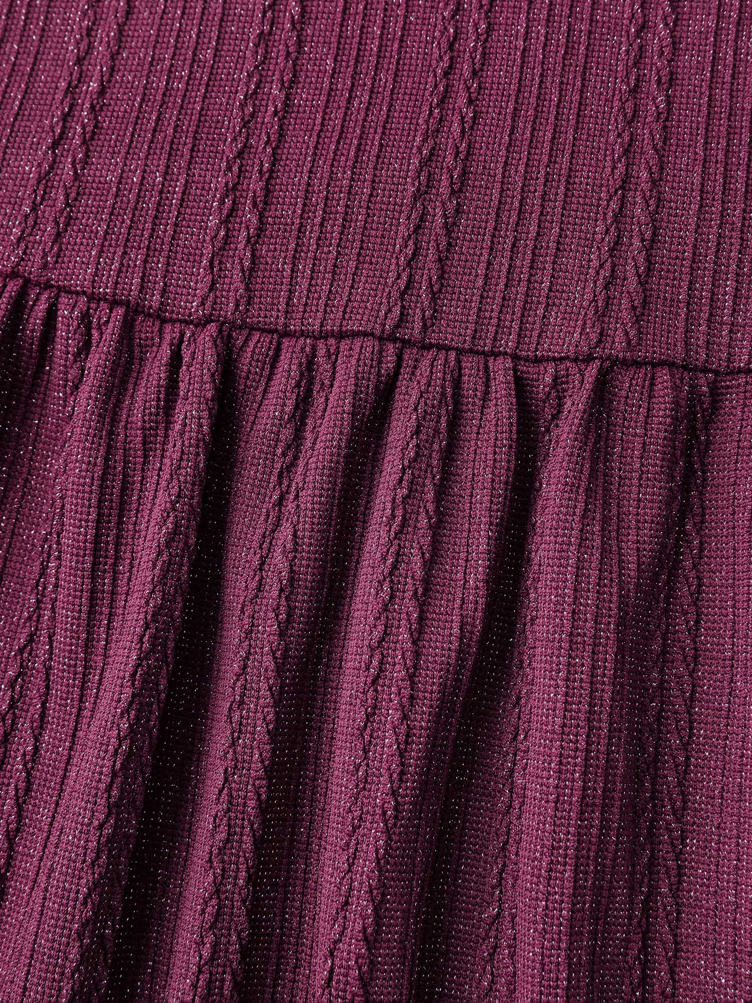 Textured Stretchy Flared Knit Top-Sweetccc