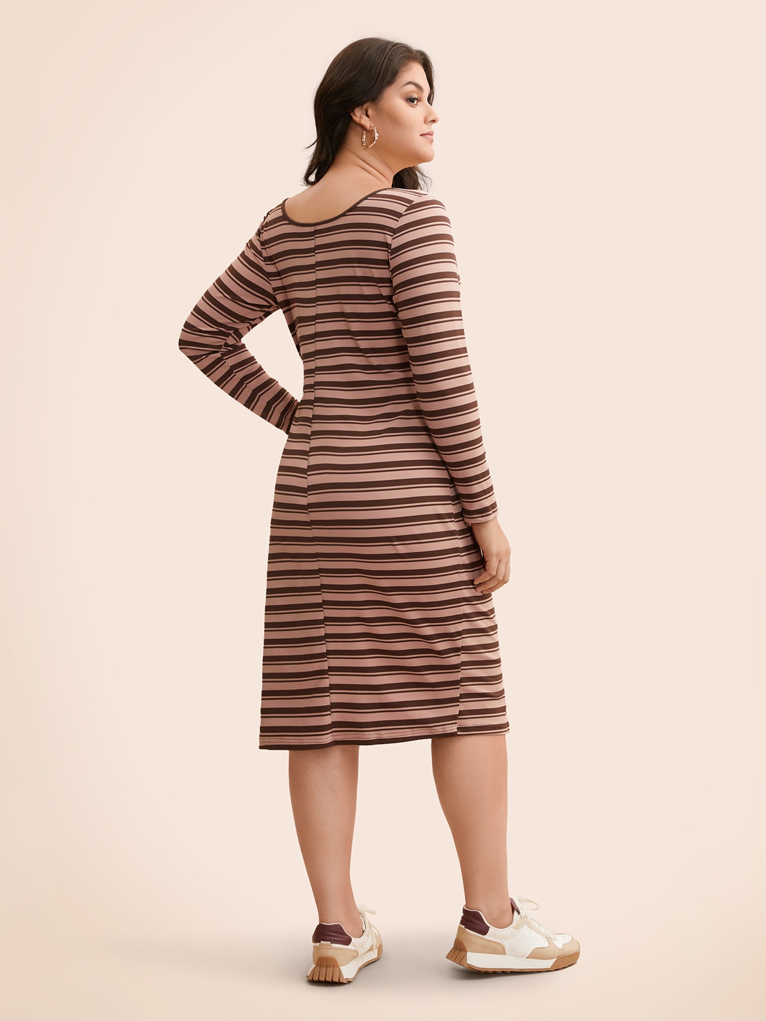 U Neck Striped Pit Strip Dress-Sweetccc