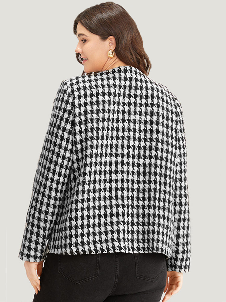 Houndstooth Button Through Blazer-Sweetccc