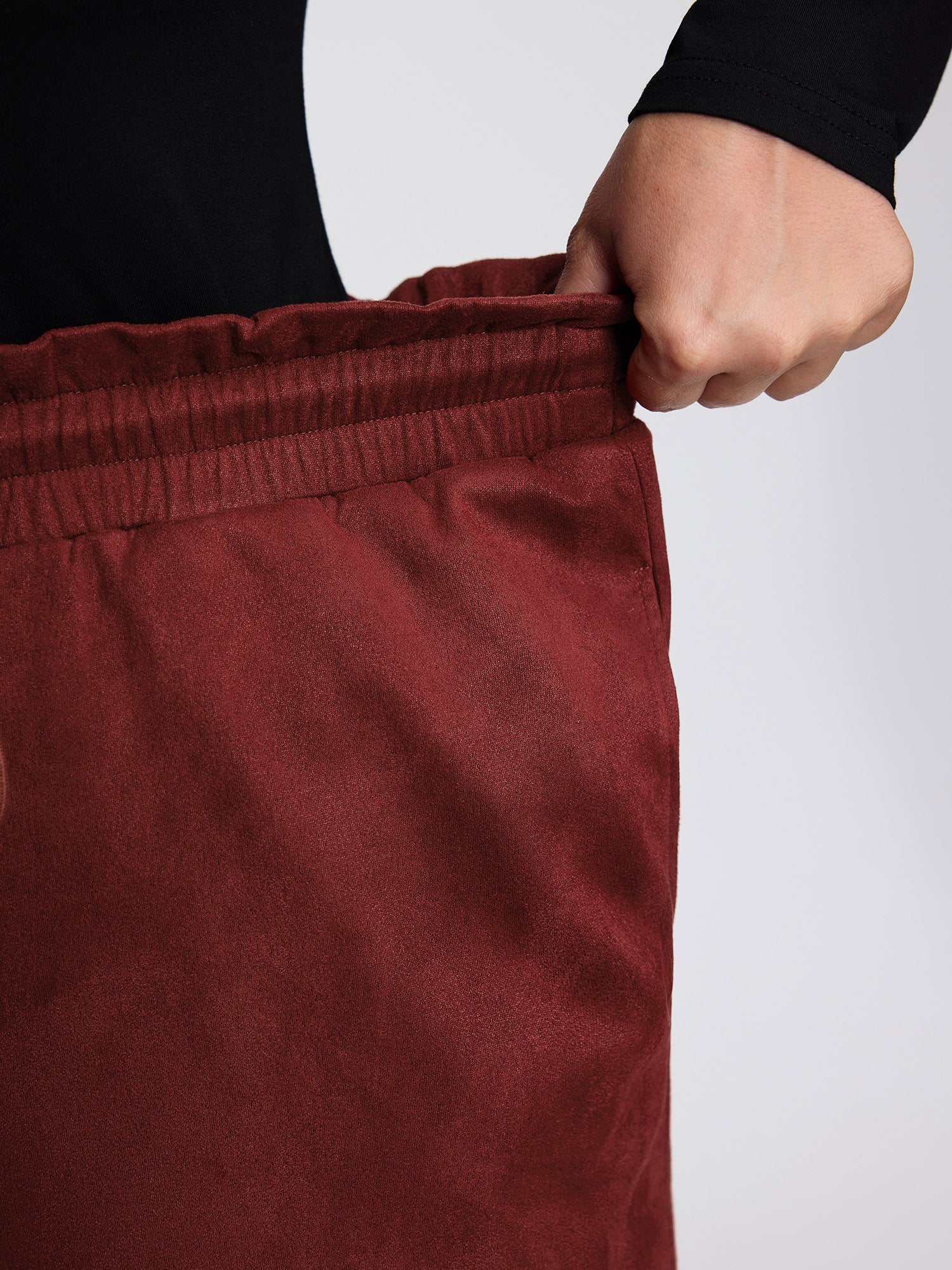 Velvet Pockets Drawstring Waist Pants-Sweetccc