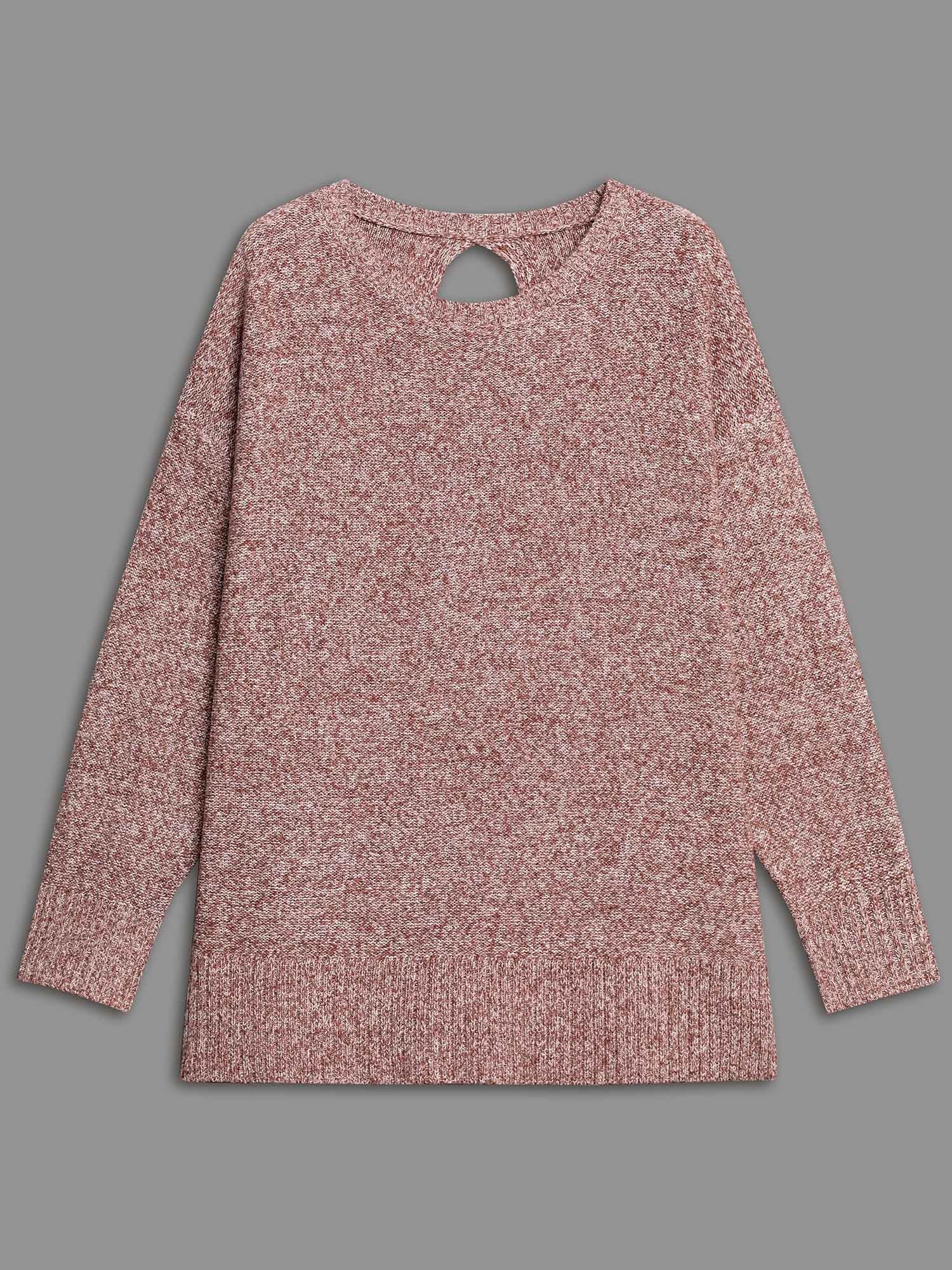 Texture Bowknot Cut Out Slit Hem Pullover-Sweetccc