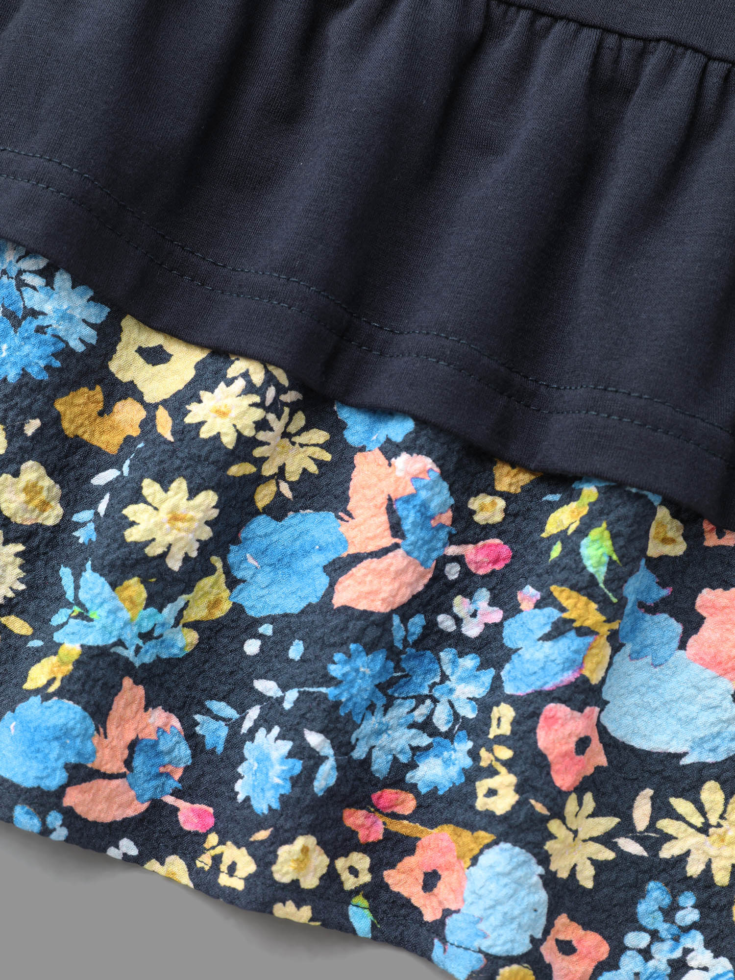 Floral Spliced Tiered Hem T-Shirt-Sweetccc