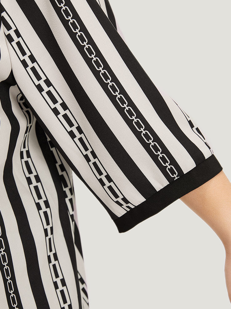 Striped Patchwork Contrast Open Front Kimono-Sweetccc