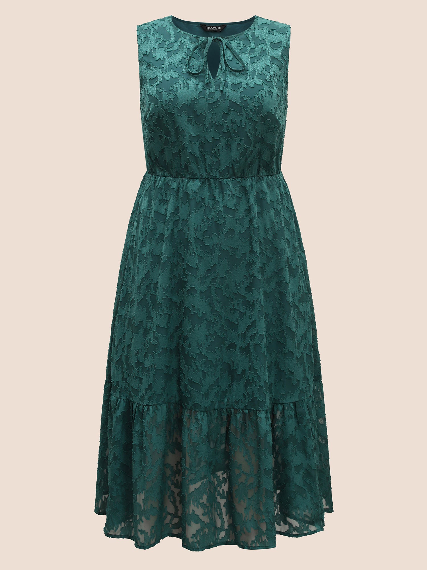 Texture Mesh Tie Knot Tank Dress-Sweetccc