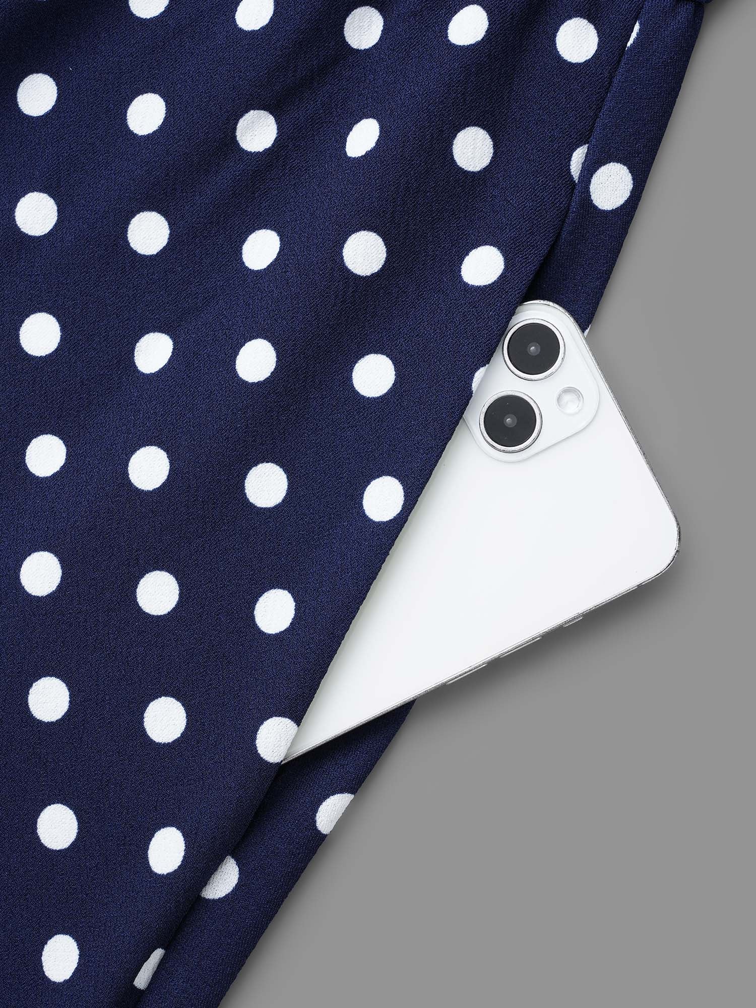 V Neck Polka Dot Midi Dress-Sweetccc