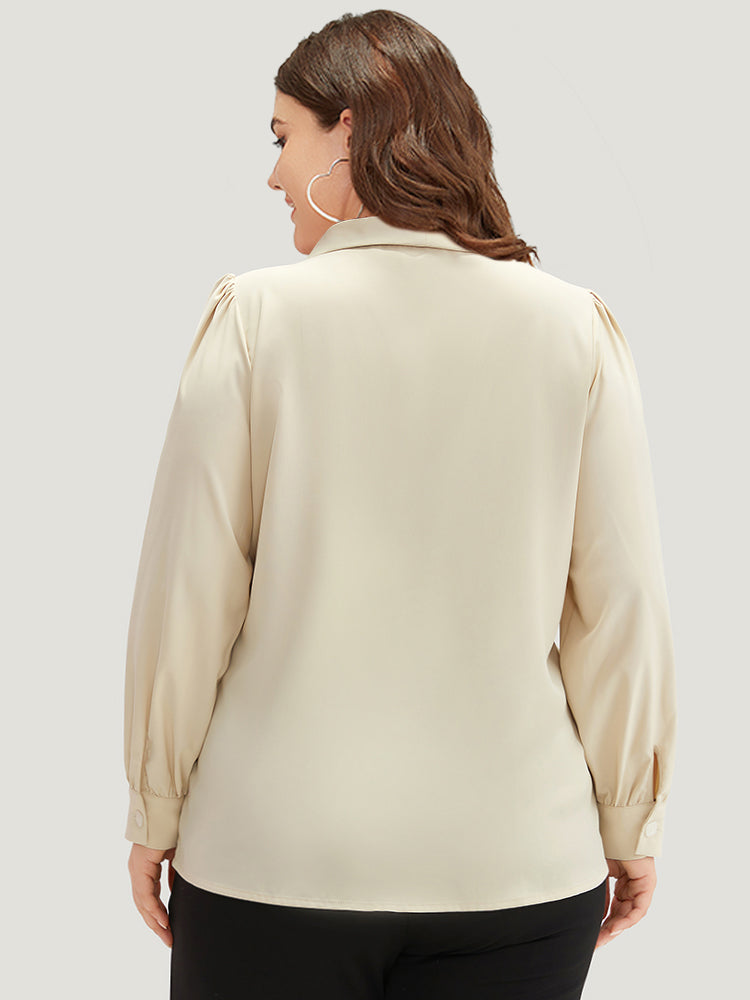 Lapel Collar Asymmetrical Button Up Blouse-Sweetccc