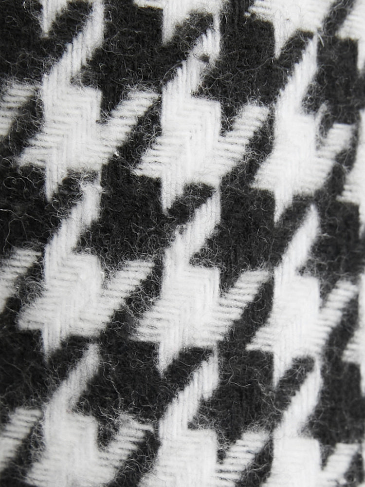 Houndstooth Pocket Button Up Coat-Sweetccc