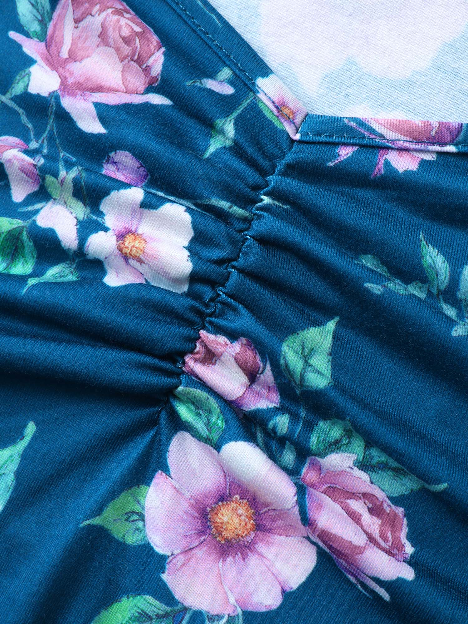 Flirty Floral Print Cinched-Waist Romper-Sweetccc