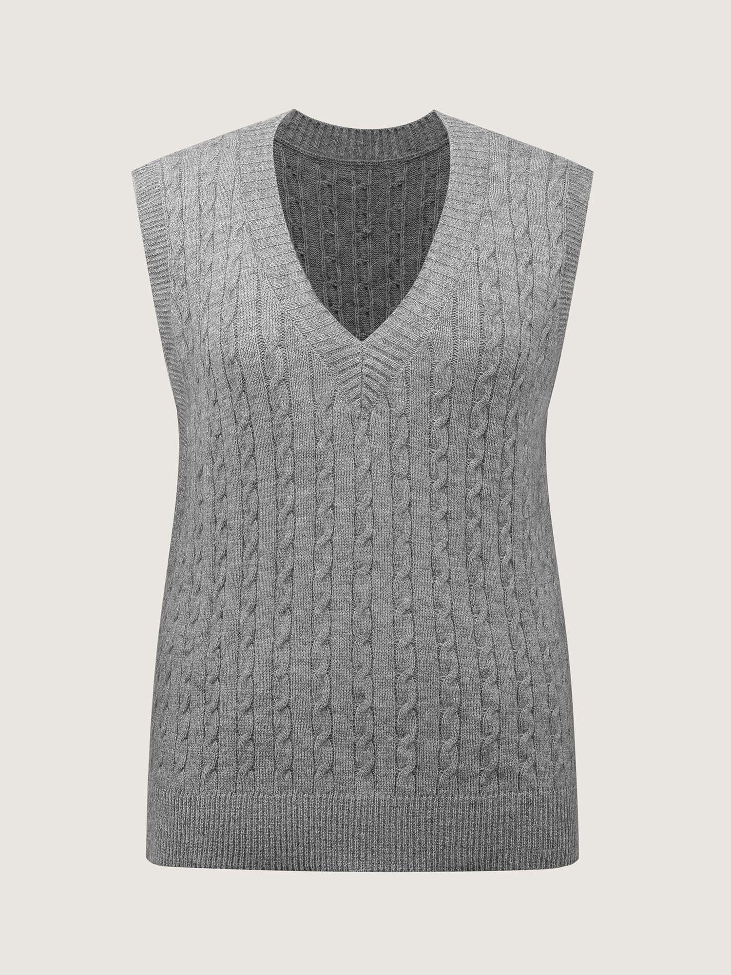 Textured V-Neck Sweater Vest-Sweetccc