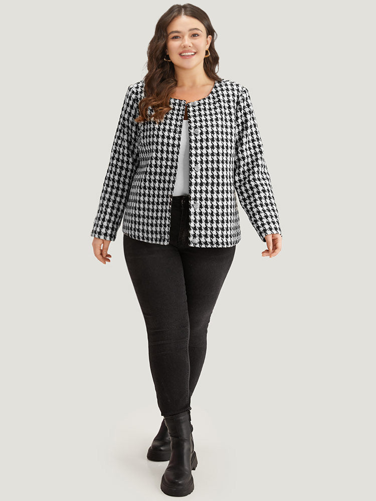 Houndstooth Button Through Blazer-Sweetccc