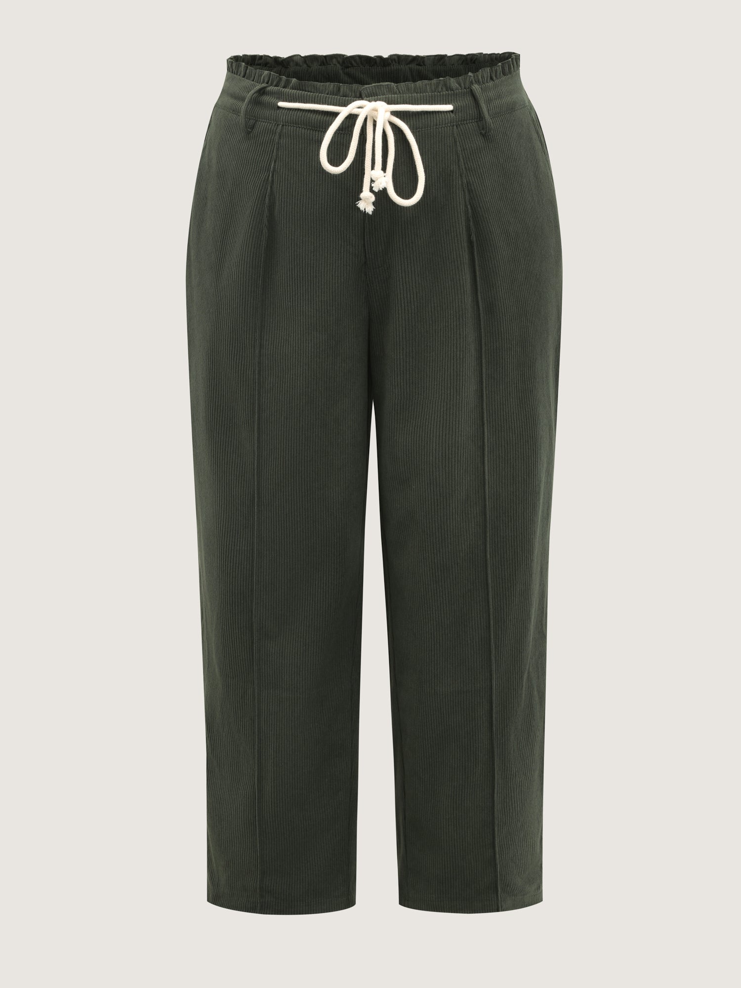 Textured Drawstring Waist Pleated Pants-Sweetccc