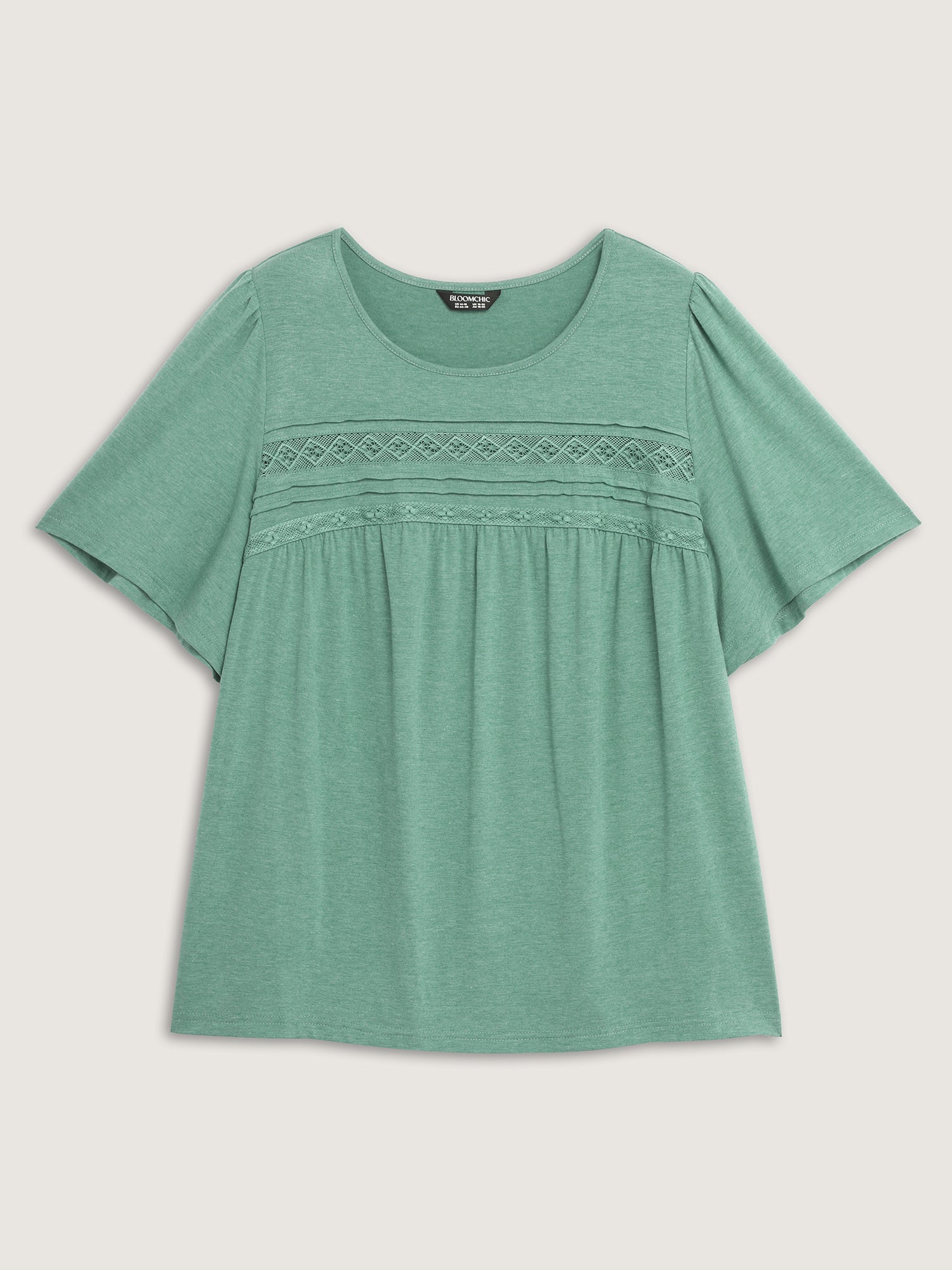 Supersoft Pleated Detail Lace Trim T-Shirt-Sweetccc