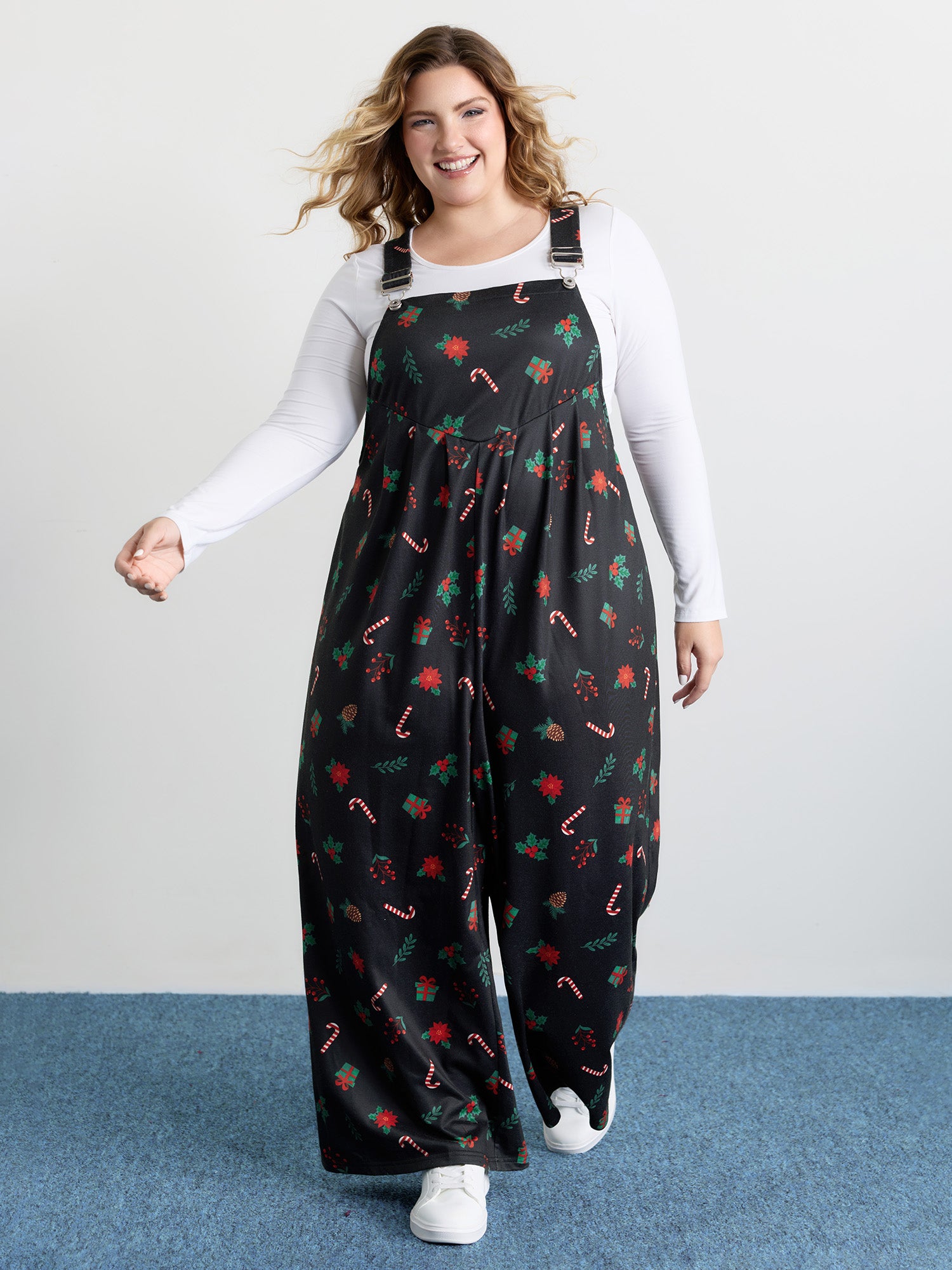 Holiday Candy Stretchy Overall Jumpsuit-Sweetccc