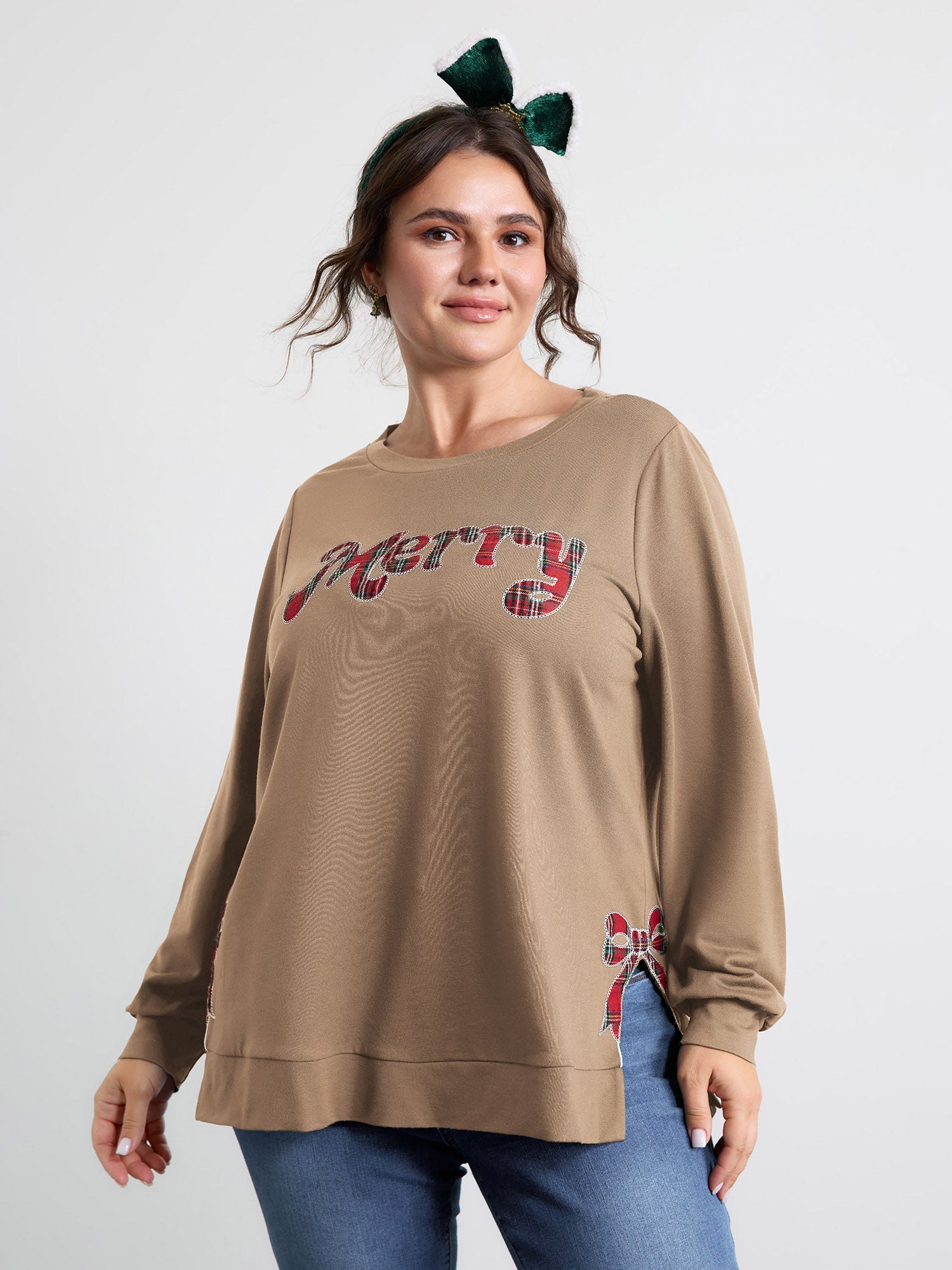 Merry Applique Embroidery Sweatshirt-Sweetccc