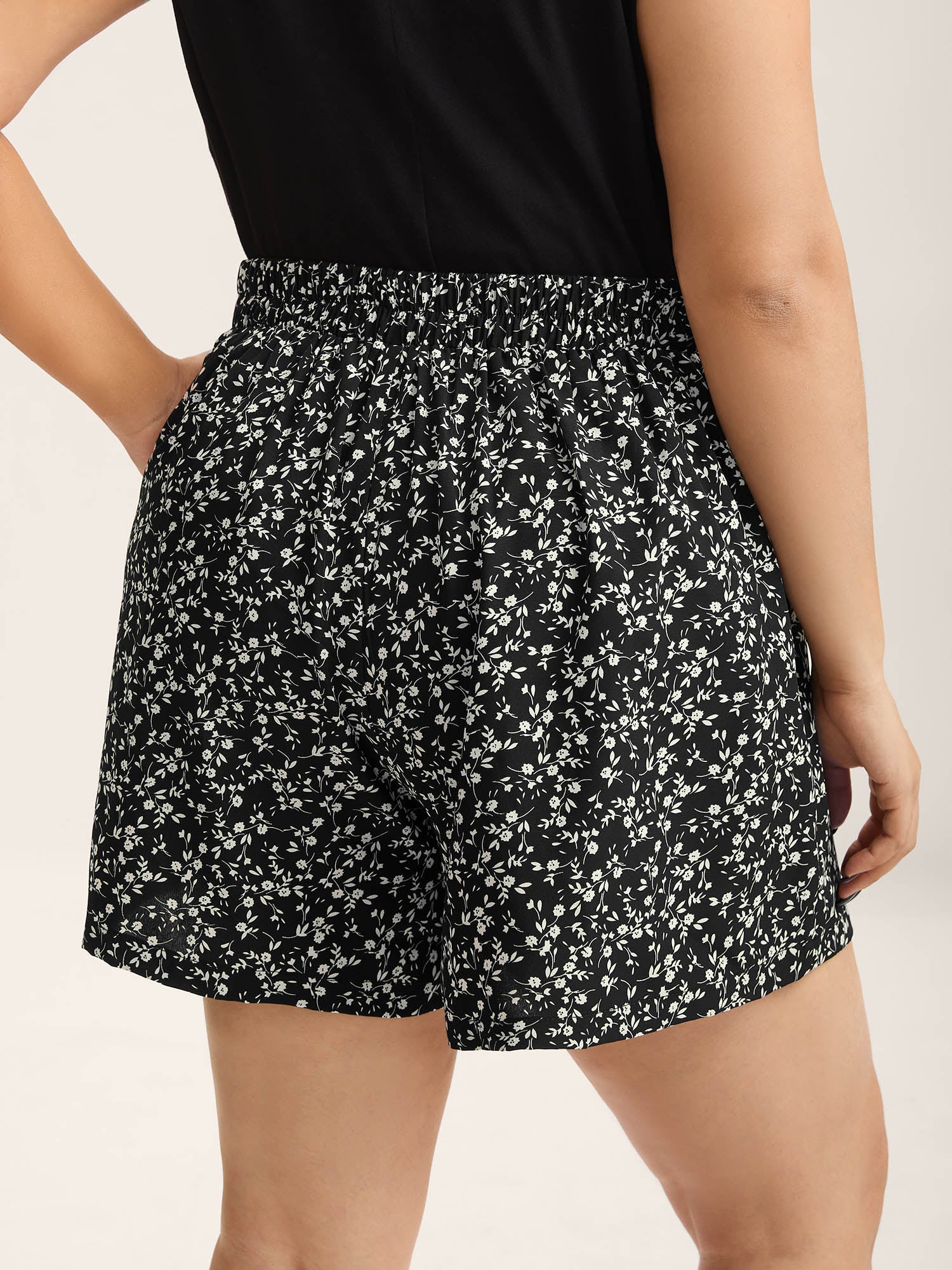 Floral Print Wide-Leg Shorts-Sweetccc