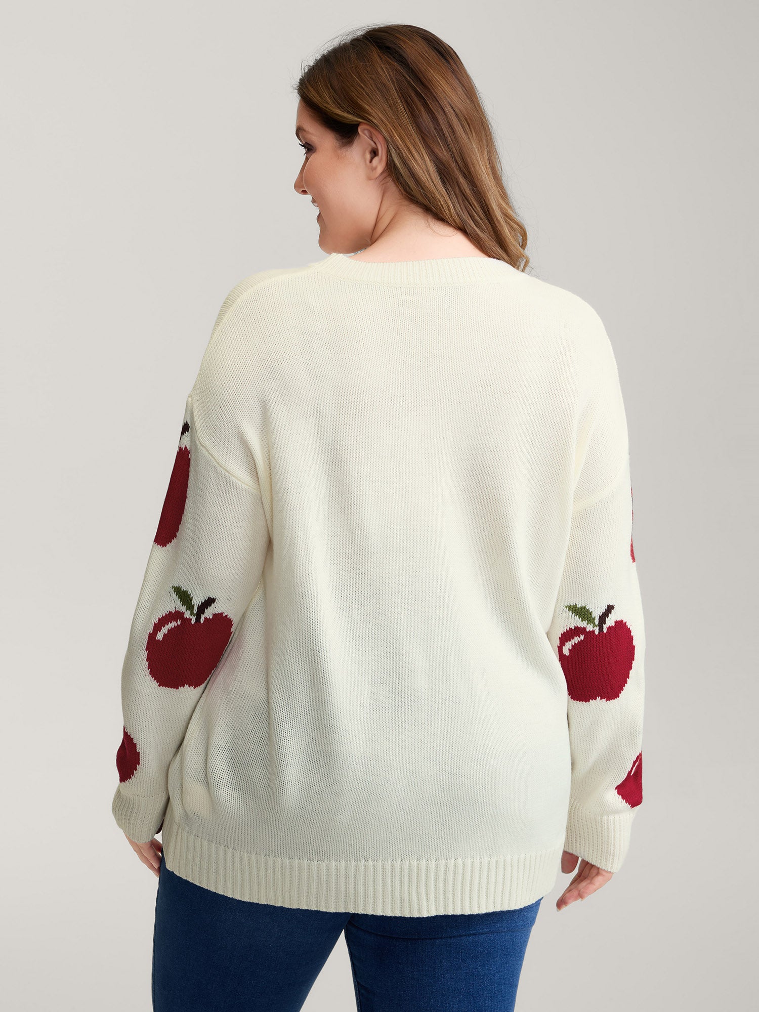 Sweet Apple Print Jacquard Print Pullover-Sweetccc