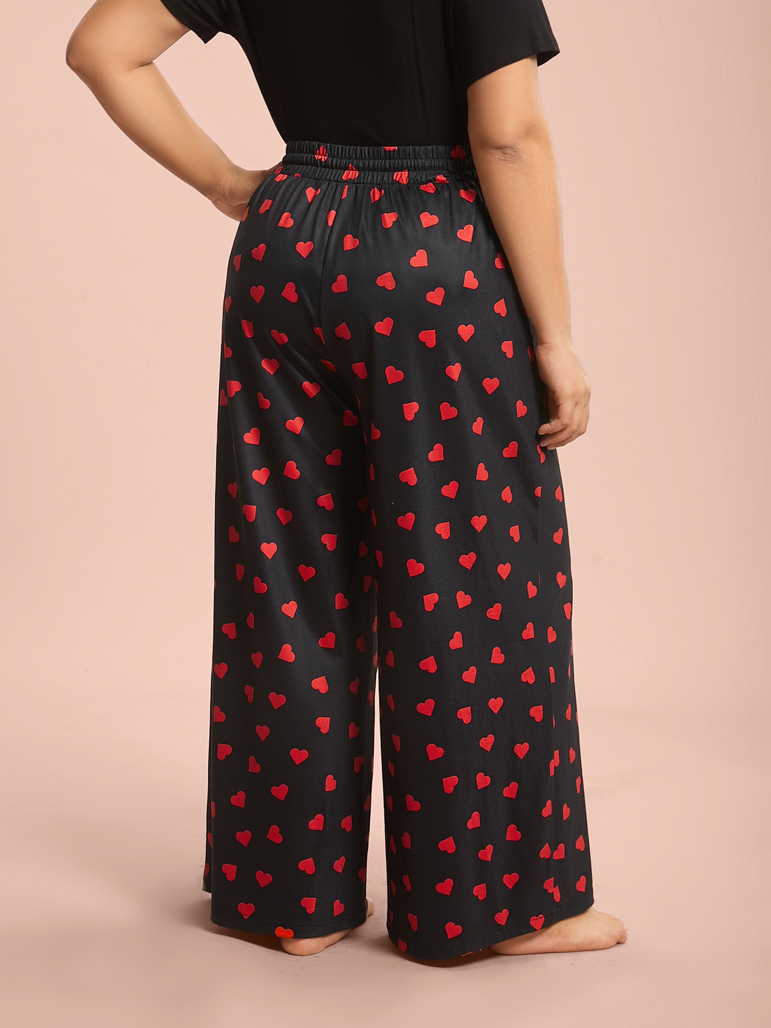 Heart Pattern Contrast Lounge Bottoms-Sweetccc