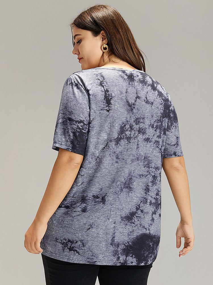 Tie Dye Square Neck T-shirt-Sweetccc