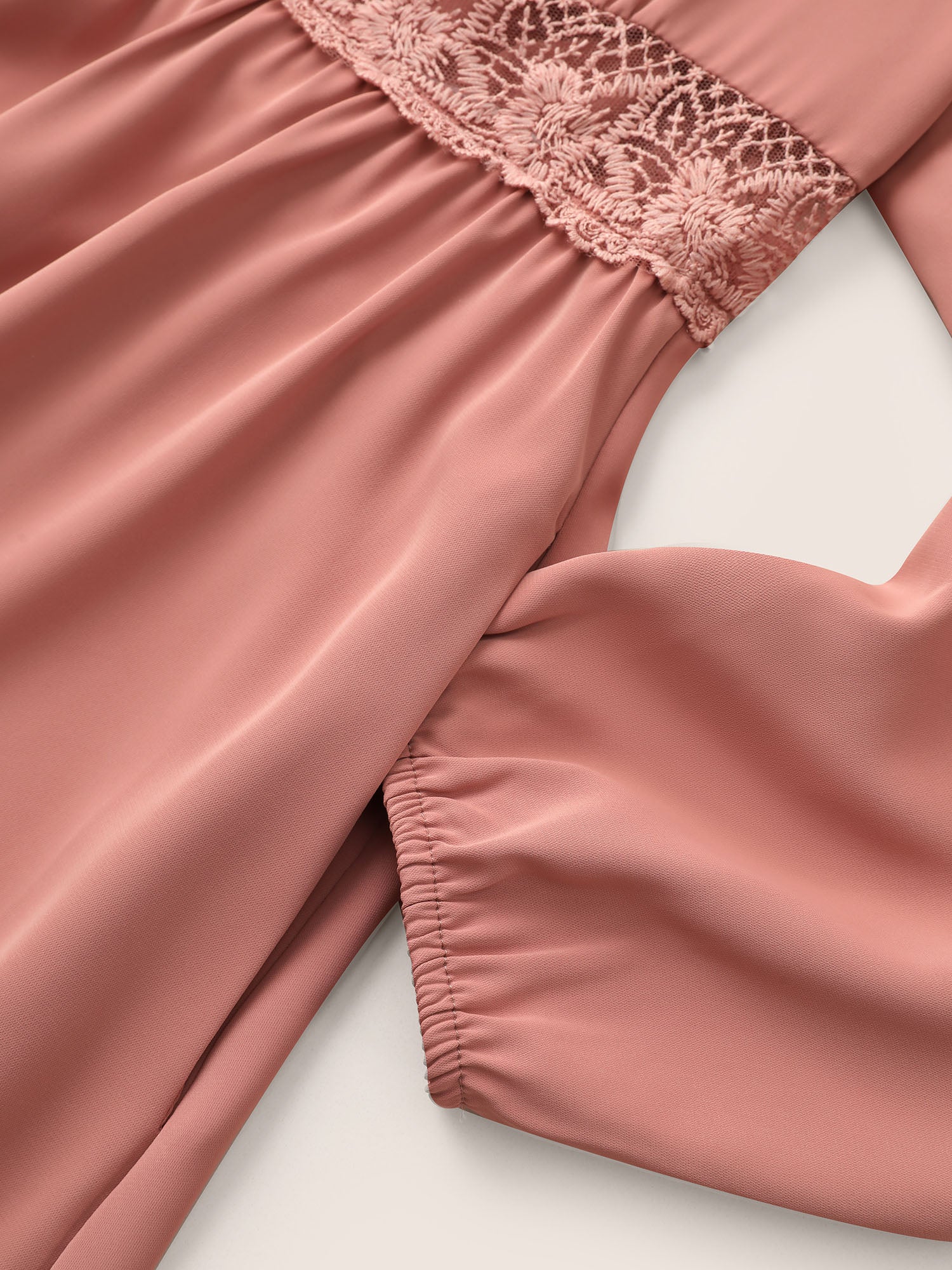 Lace Insert Pocket Bowknot Hollow Out Dress-Sweetccc