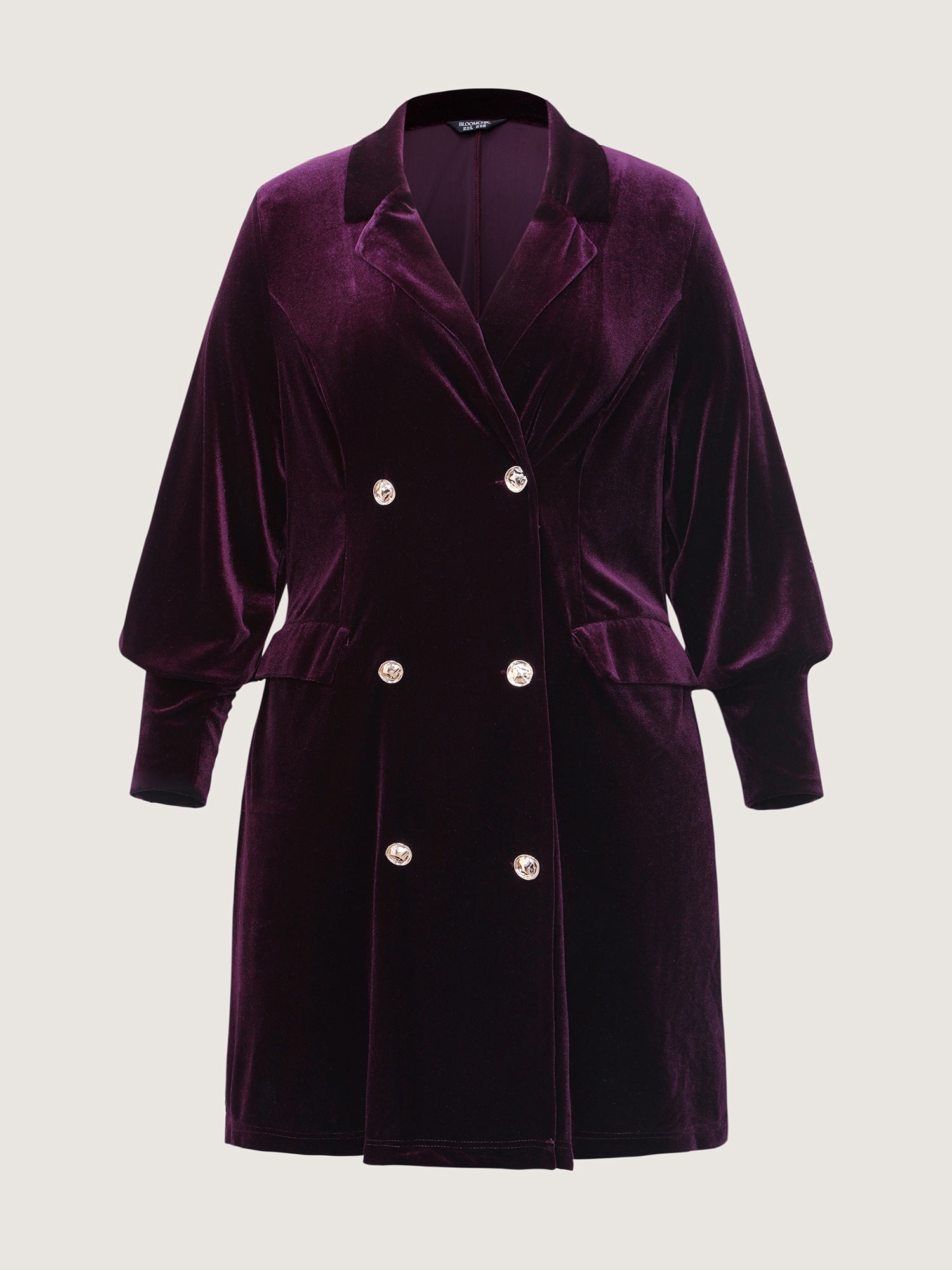 Velvet Stretchy Button Blazer Midi Dress-Sweetccc