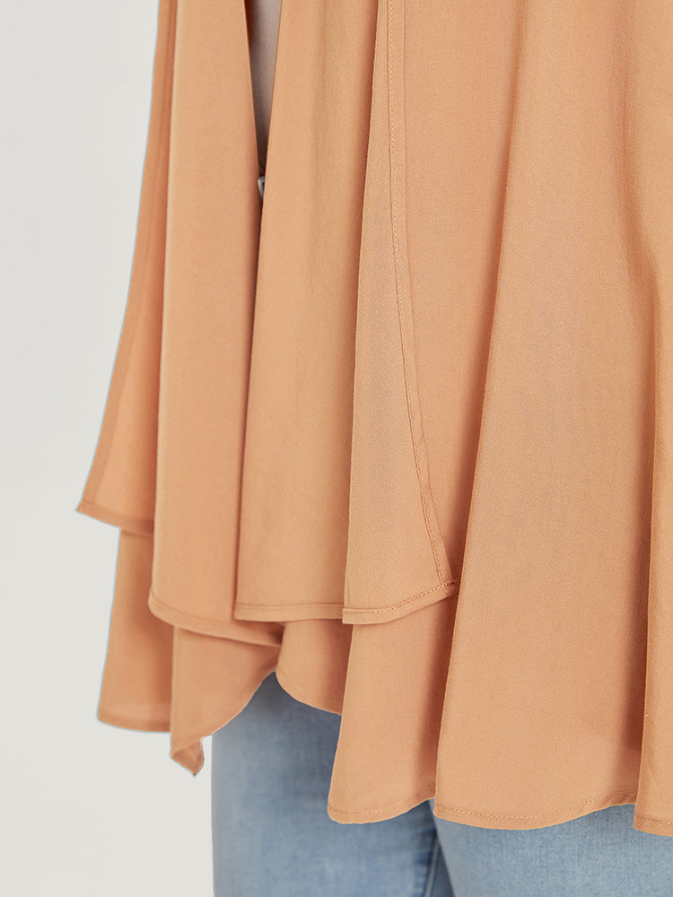 Supersoft Essentials Plain Pocket Button Asymmetrical Hem Kimono-Sweetccc