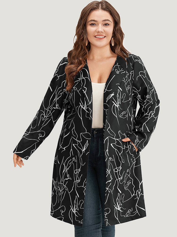 Halloween Graffiti Print Open Front Maxi Coat-Sweetccc