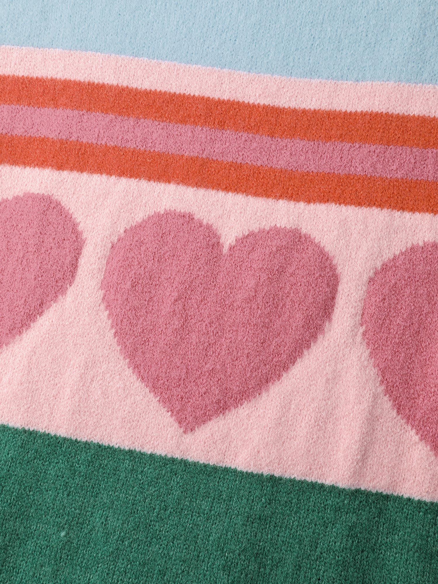 Heart Striped Print Jacquard Colorful Pullover-Sweetccc