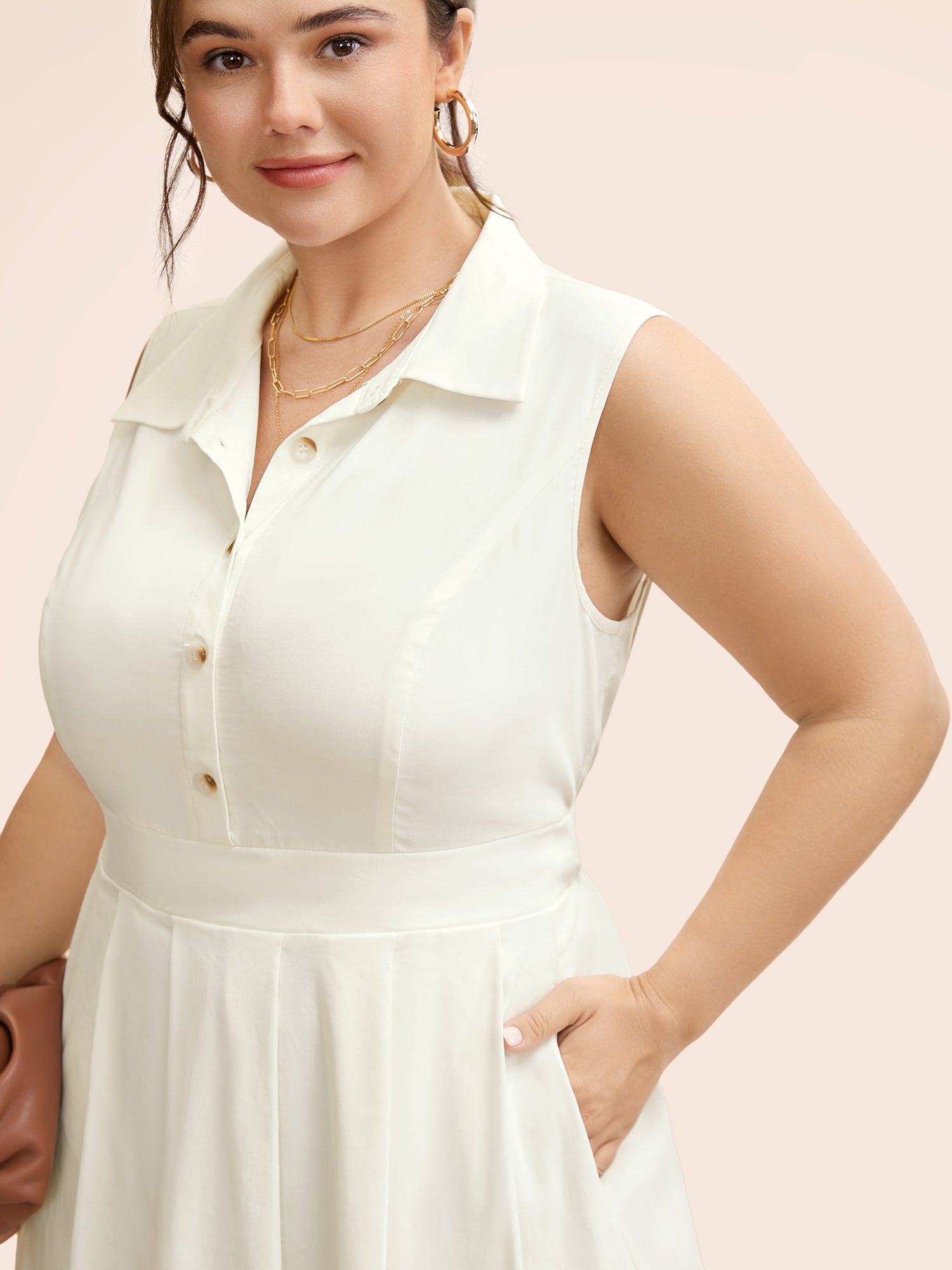 Stretch Woven Midfielder Midi Dress-Sweetccc