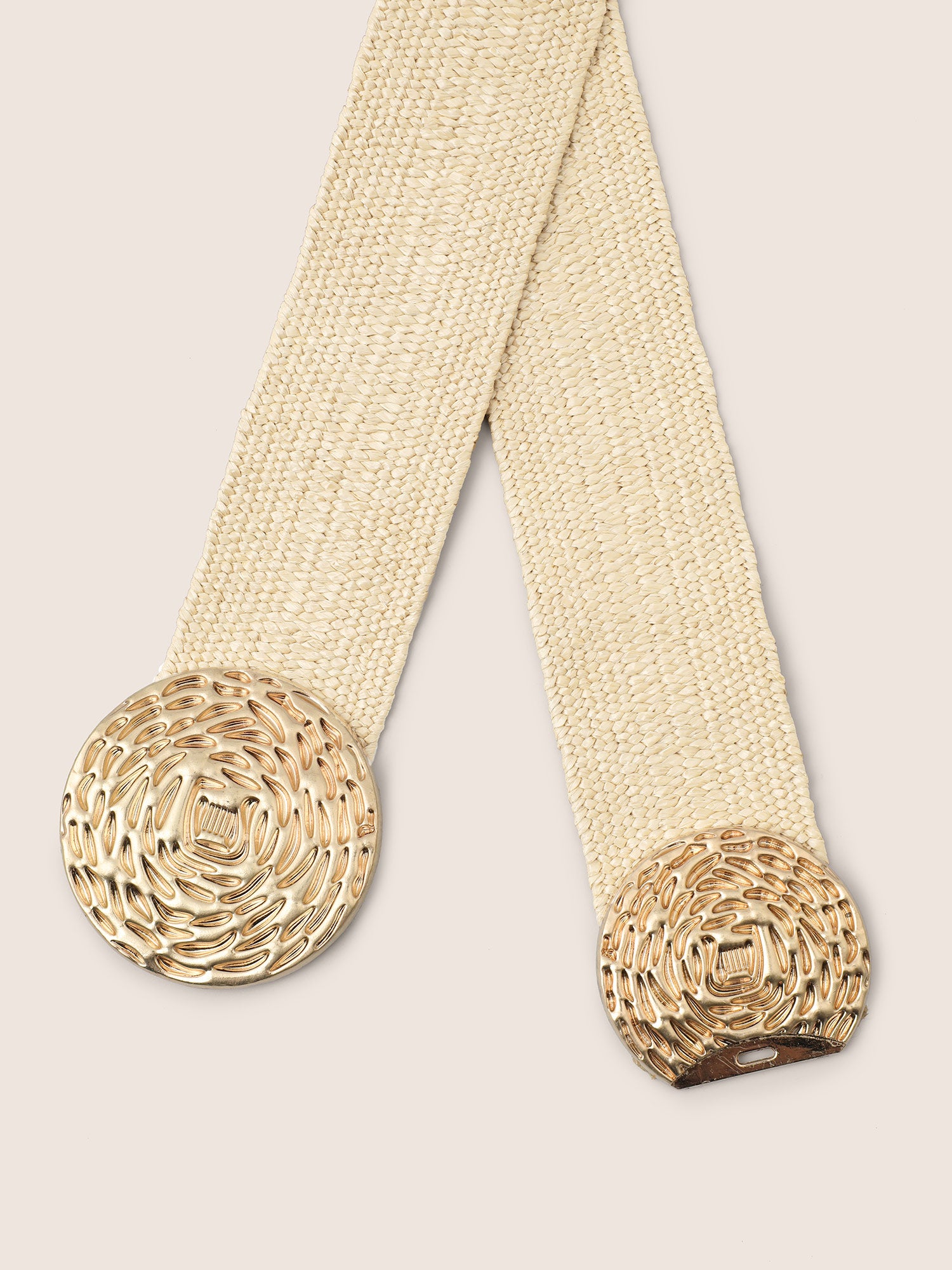 Geometric Metal Buckle Detail Elastic Weave Belt-Sweetccc