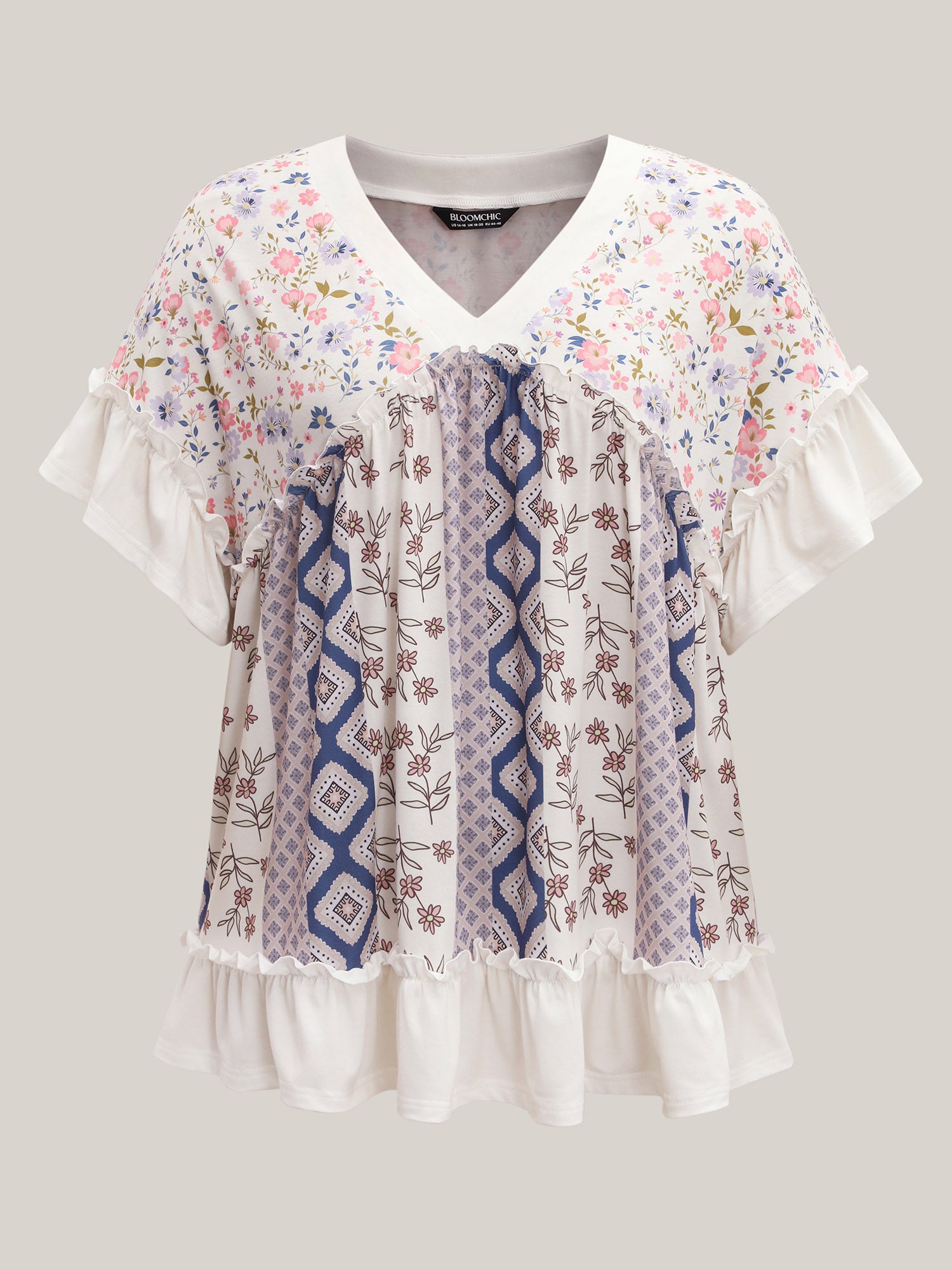 Floral Collage Print Knit Top-Sweetccc